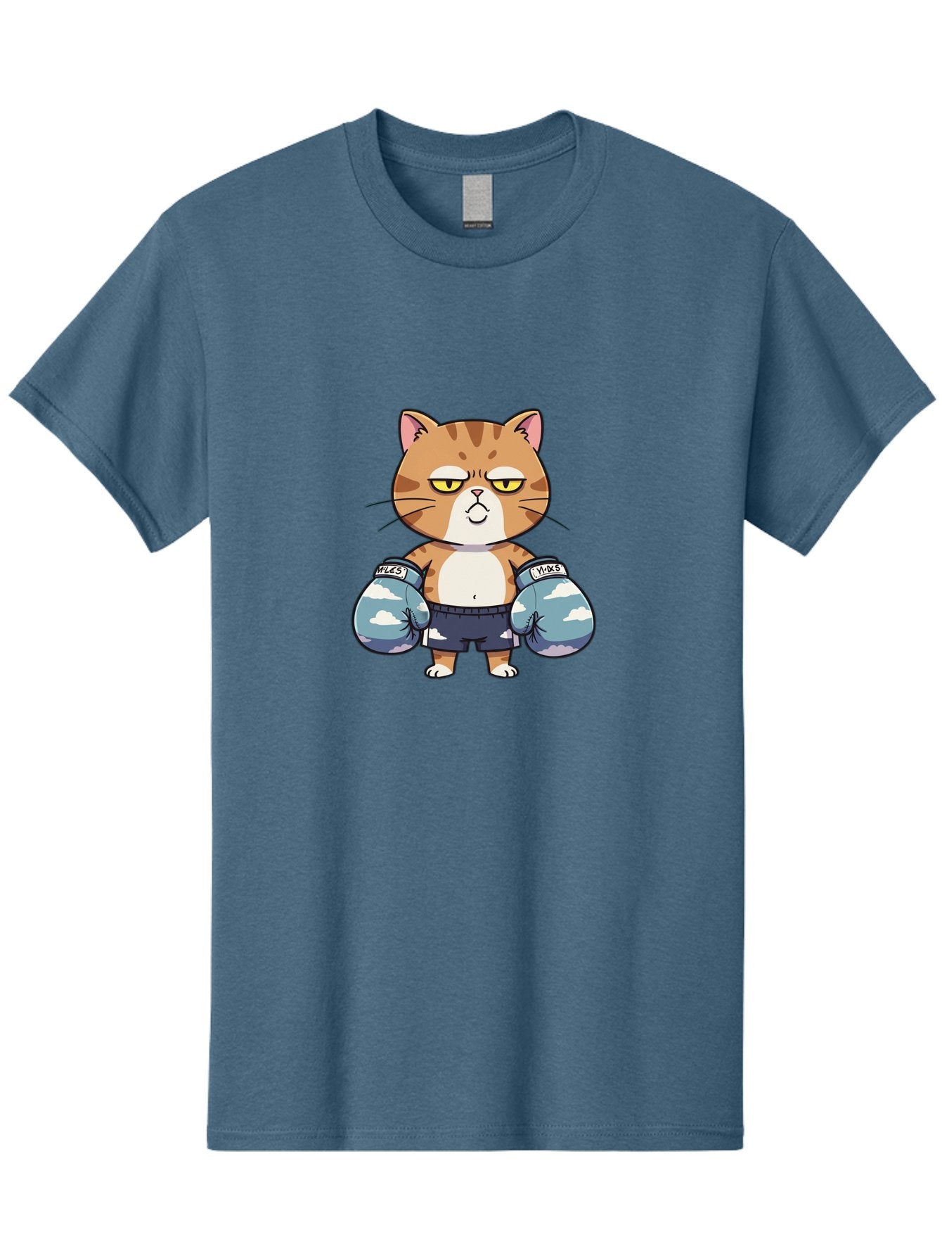 Milo-Cat Men'S Graphic Tee, 100% Cotton, Comfortable Casual Summer Wear, Machine Washable, Cartoon Cat, Boxing Gloves, Meows, Cat Boxing, Funny Cat, Animal Character, Cartoon Character, Boxing Cat, Feline, Cat With Gloves, Cat In Shorts Bae505 3