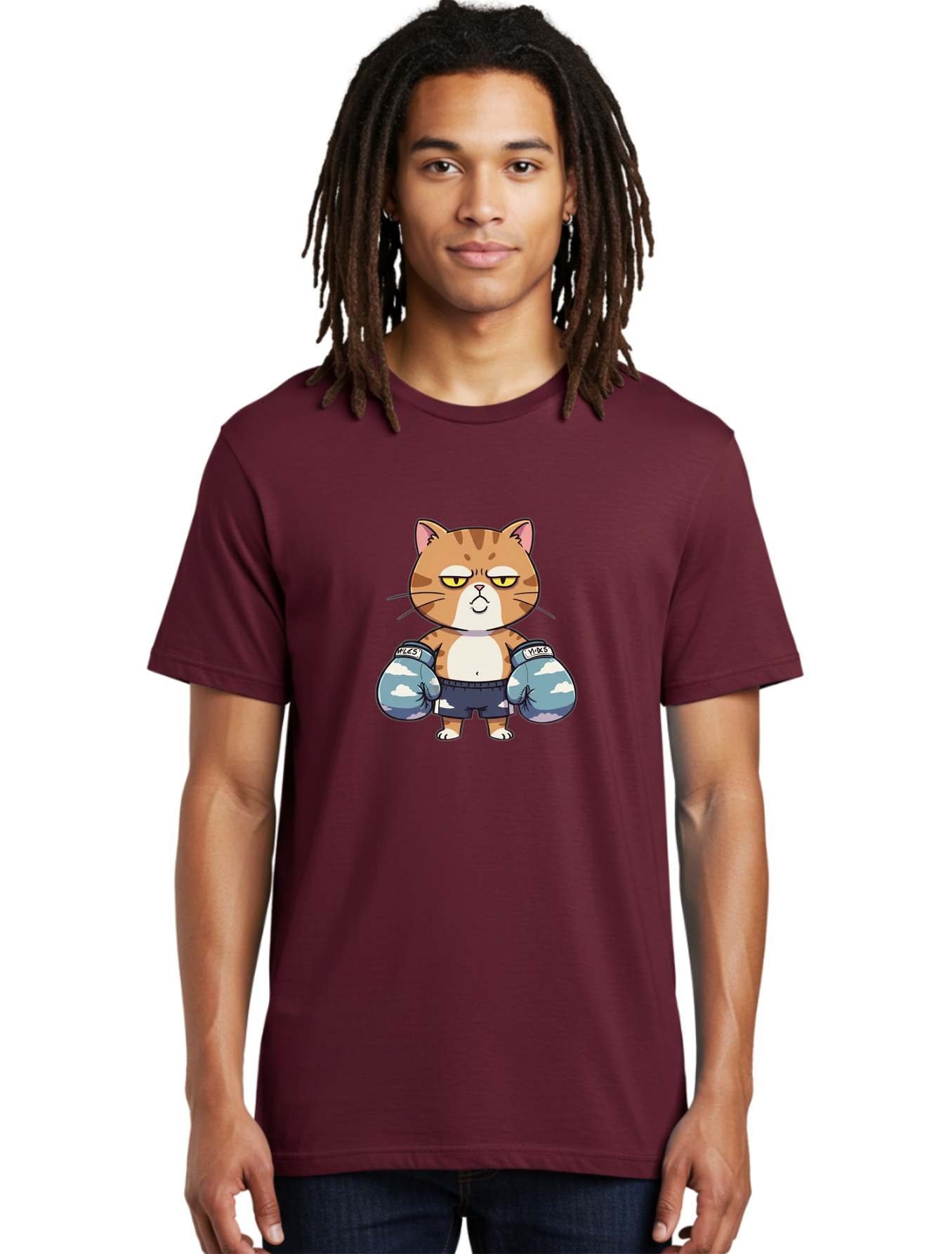 Milo-Cat Men'S Graphic Tee, 100% Cotton, Comfortable Casual Summer Wear, Machine Washable, Cartoon Cat, Boxing Gloves, Meows, Cat Boxing, Funny Cat, Animal Character, Cartoon Character, Boxing Cat, Feline, Cat With Gloves, Cat In Shorts Bae505 20