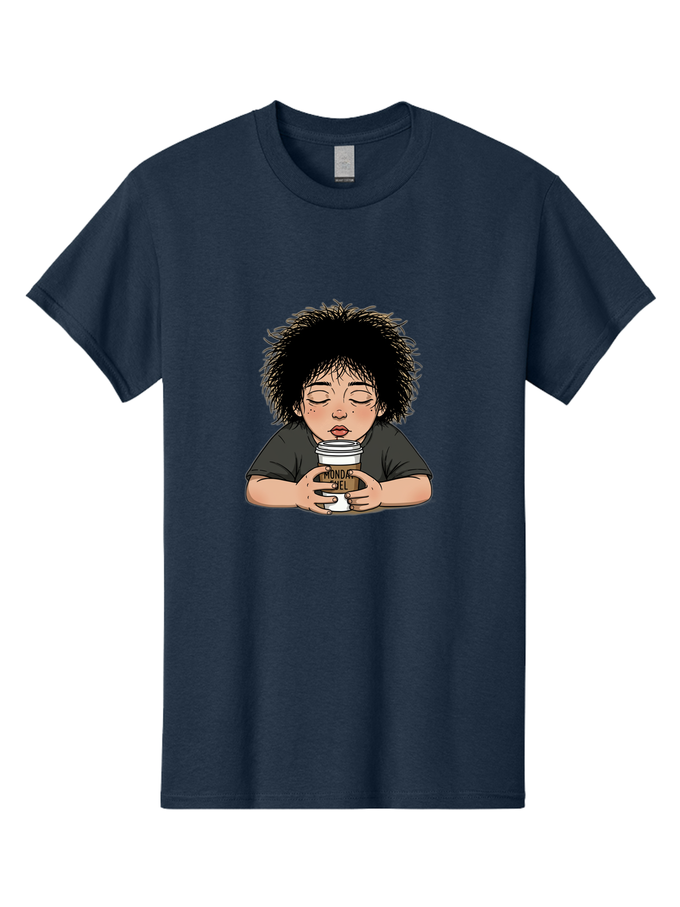 Monda-Ciel-Coffee Men'S Graphic Tee, 100% Cotton, Comfortable Casual Summer Wear, Machine Washable, Cartoon Child Drinking Coffee, Monda Jiel Coffee Cup, Relaxed Atmosphere, Coffee Culture, Morning Ritual, Coffee Lover, Black Coffee Bae507 10