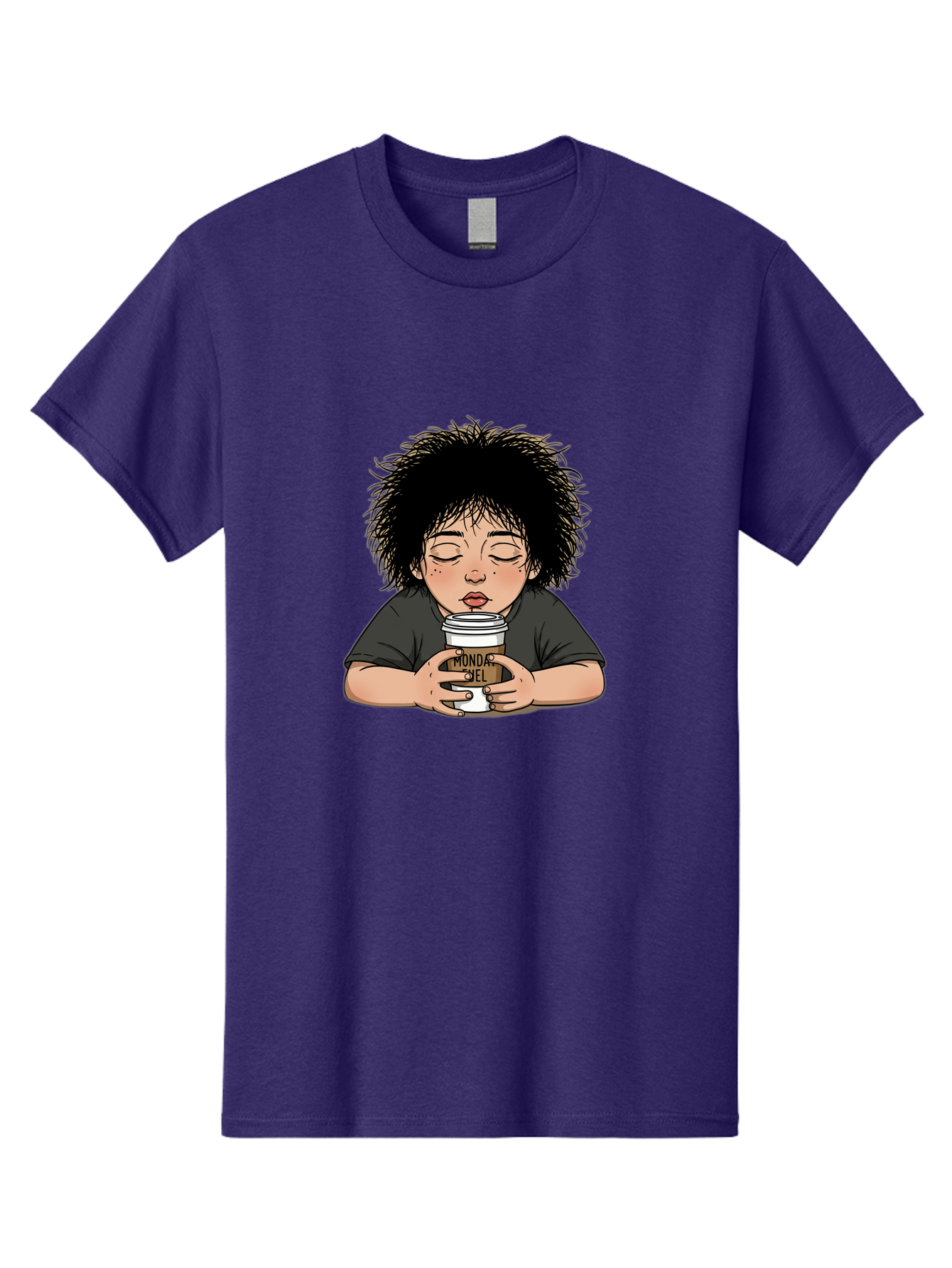 Monda-Ciel-Coffee Men'S Graphic Tee, 100% Cotton, Comfortable Casual Summer Wear, Machine Washable, Cartoon Child Drinking Coffee, Monda Jiel Coffee Cup, Relaxed Atmosphere, Coffee Culture, Morning Ritual, Coffee Lover, Black Coffee Bae507 7
