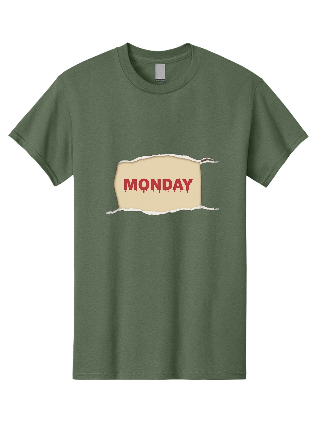 Monday-1 Men'S Graphic Tee, 100% Cotton, Comfortable Casual Summer Wear, Machine Washable, Monday Motivation, Bloody Monday, Torn Paper Effect, Bold Typography, Horror Theme, Dripping Blood, Monday Blues, Workweek Anxiety, Gothic Style Bae508 11