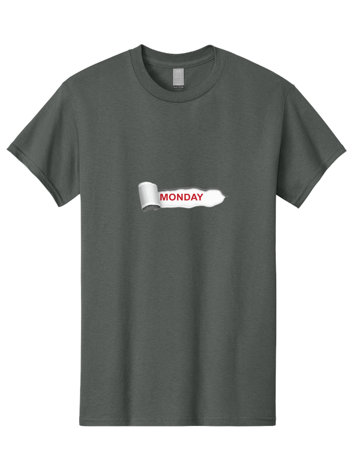 Monday-2 Men'S Graphic Tee, 100% Cotton, Comfortable Casual Summer Wear, Machine Washable, Ripped Paper, Monday Motivation, Bold Red Text, Crumpled Edge, Creative Design, Day Of The Week, Office Decor Bae509