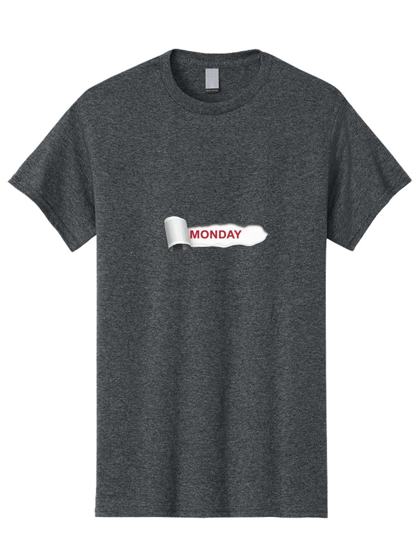 Monday-2 Men'S Graphic Tee, 100% Cotton, Comfortable Casual Summer Wear, Machine Washable, Ripped Paper, Monday Motivation, Bold Red Text, Crumpled Edge, Creative Design, Day Of The Week, Office Decor Bae509 4