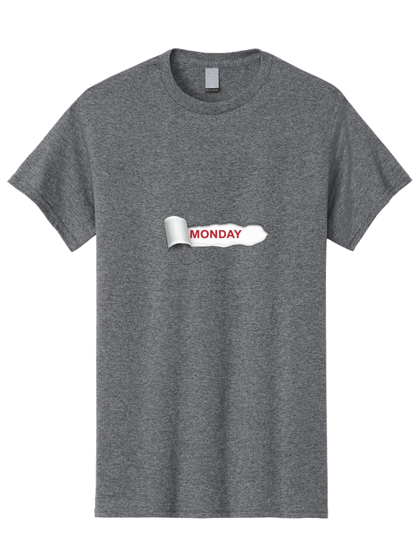 Monday-2 Men'S Graphic Tee, 100% Cotton, Comfortable Casual Summer Wear, Machine Washable, Ripped Paper, Monday Motivation, Bold Red Text, Crumpled Edge, Creative Design, Day Of The Week, Office Decor Bae509 5
