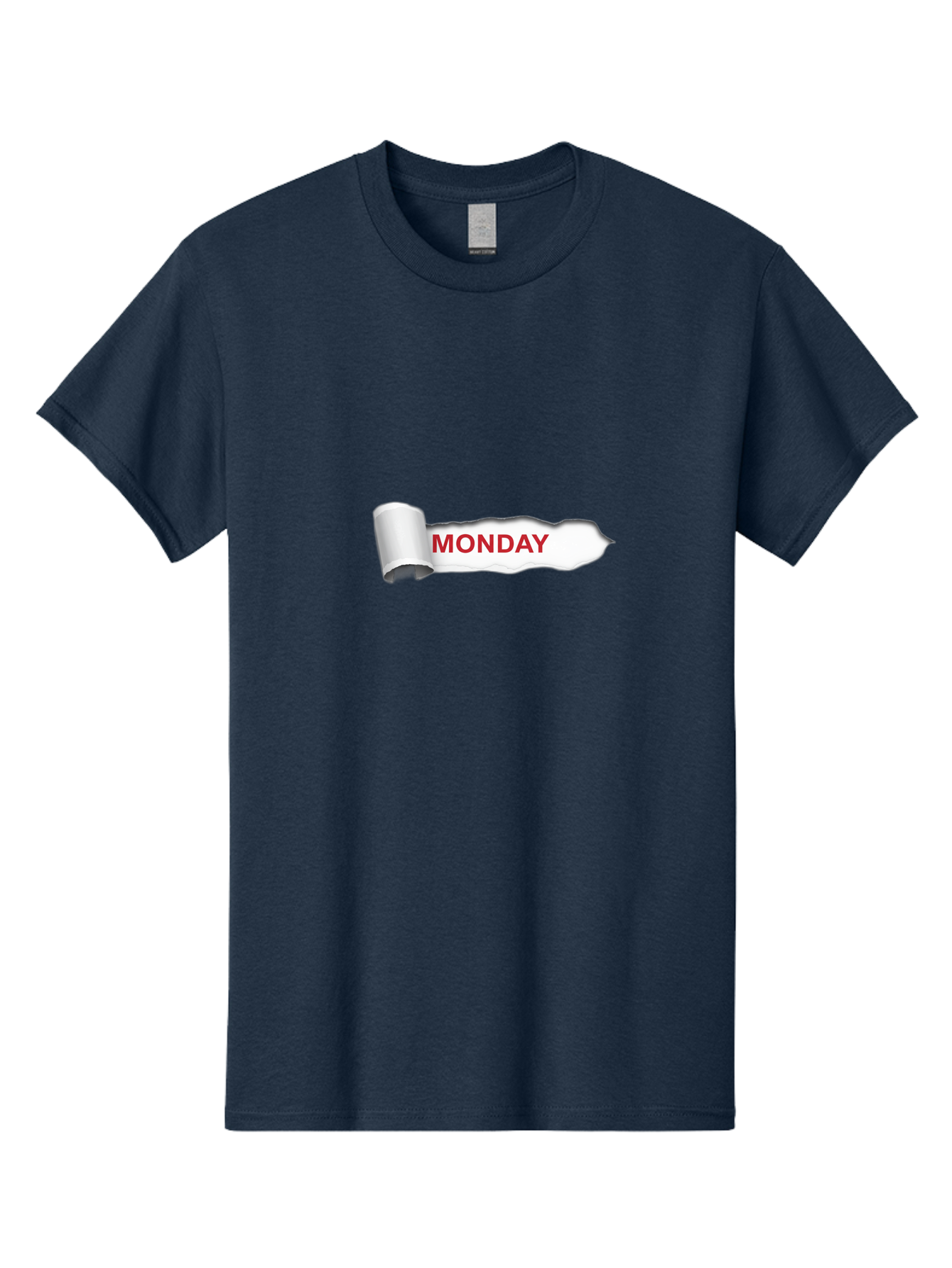 Monday-2 Men'S Graphic Tee, 100% Cotton, Comfortable Casual Summer Wear, Machine Washable, Ripped Paper, Monday Motivation, Bold Red Text, Crumpled Edge, Creative Design, Day Of The Week, Office Decor Bae509