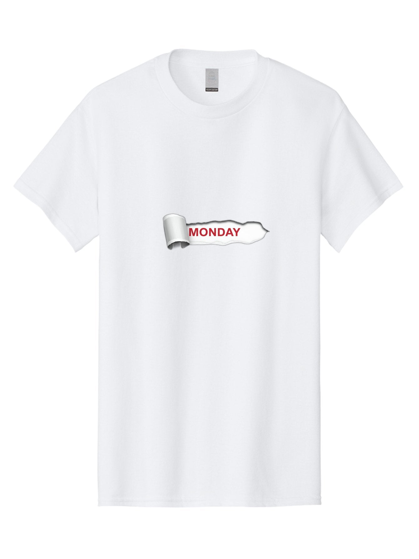 Monday-2 Men'S Graphic Tee, 100% Cotton, Comfortable Casual Summer Wear, Machine Washable, Ripped Paper, Monday Motivation, Bold Red Text, Crumpled Edge, Creative Design, Day Of The Week, Office Decor Bae509 13