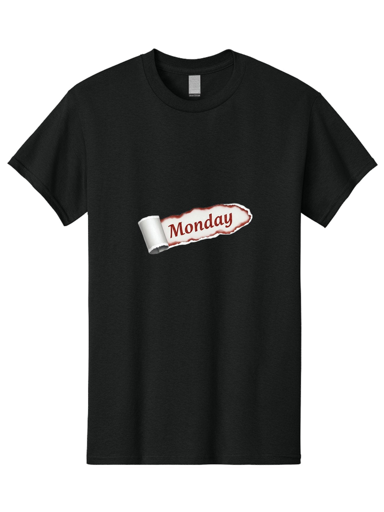 Monday-3 Men'S Graphic Tee, 100% Cotton, Comfortable Casual Summer Wear, Machine Washable, Torn Paper, Monday Text, Red Font, Ripped Edge, Curled Corner, Digital Graphic, Calendar Day Bae510 12