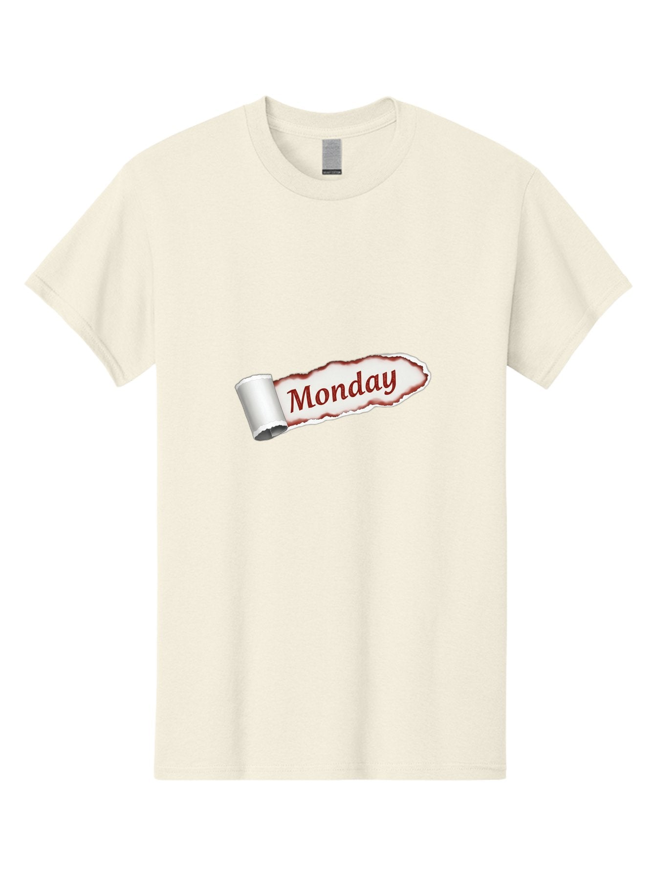 Monday-3 Men'S Graphic Tee, 100% Cotton, Comfortable Casual Summer Wear, Machine Washable, Torn Paper, Monday Text, Red Font, Ripped Edge, Curled Corner, Digital Graphic, Calendar Day Bae510 4