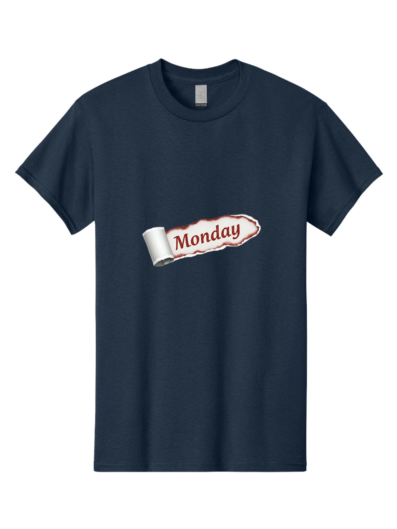 Monday-3 Men'S Graphic Tee, 100% Cotton, Comfortable Casual Summer Wear, Machine Washable, Torn Paper, Monday Text, Red Font, Ripped Edge, Curled Corner, Digital Graphic, Calendar Day Bae510 8
