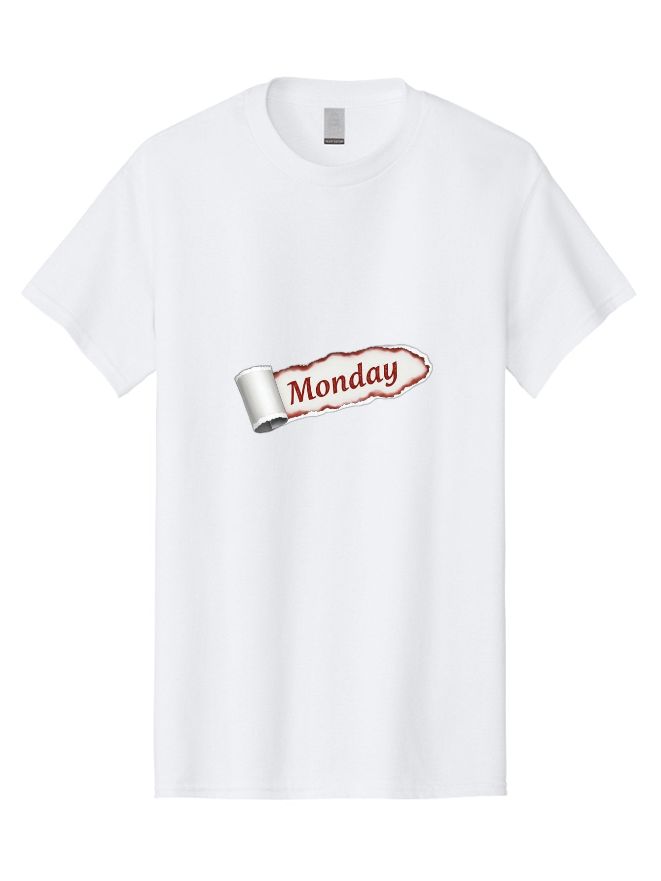 Monday-3 Men'S Graphic Tee, 100% Cotton, Comfortable Casual Summer Wear, Machine Washable, Torn Paper, Monday Text, Red Font, Ripped Edge, Curled Corner, Digital Graphic, Calendar Day Bae510 11