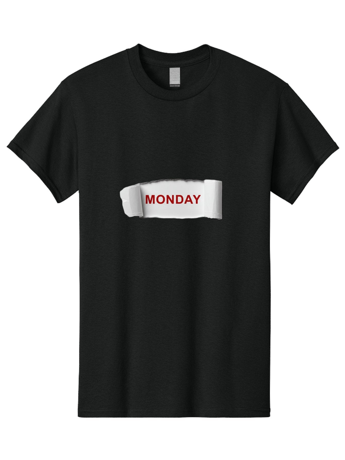Monday-4 Men'S Graphic Tee, 100% Cotton, Comfortable Casual Summer Wear, Machine Washable, Monday Motivation, Ripped Paper Effect, Red Text, Bold Font, Creative Design, Office Supplies, Workplace Inspiration, Calendar Day, Weekly Reminder Bae511 13