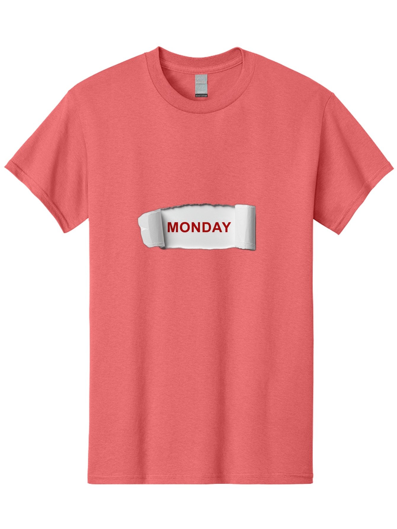 Monday-4 Men'S Graphic Tee, 100% Cotton, Comfortable Casual Summer Wear, Machine Washable, Monday Motivation, Ripped Paper Effect, Red Text, Bold Font, Creative Design, Office Supplies, Workplace Inspiration, Calendar Day, Weekly Reminder Bae511