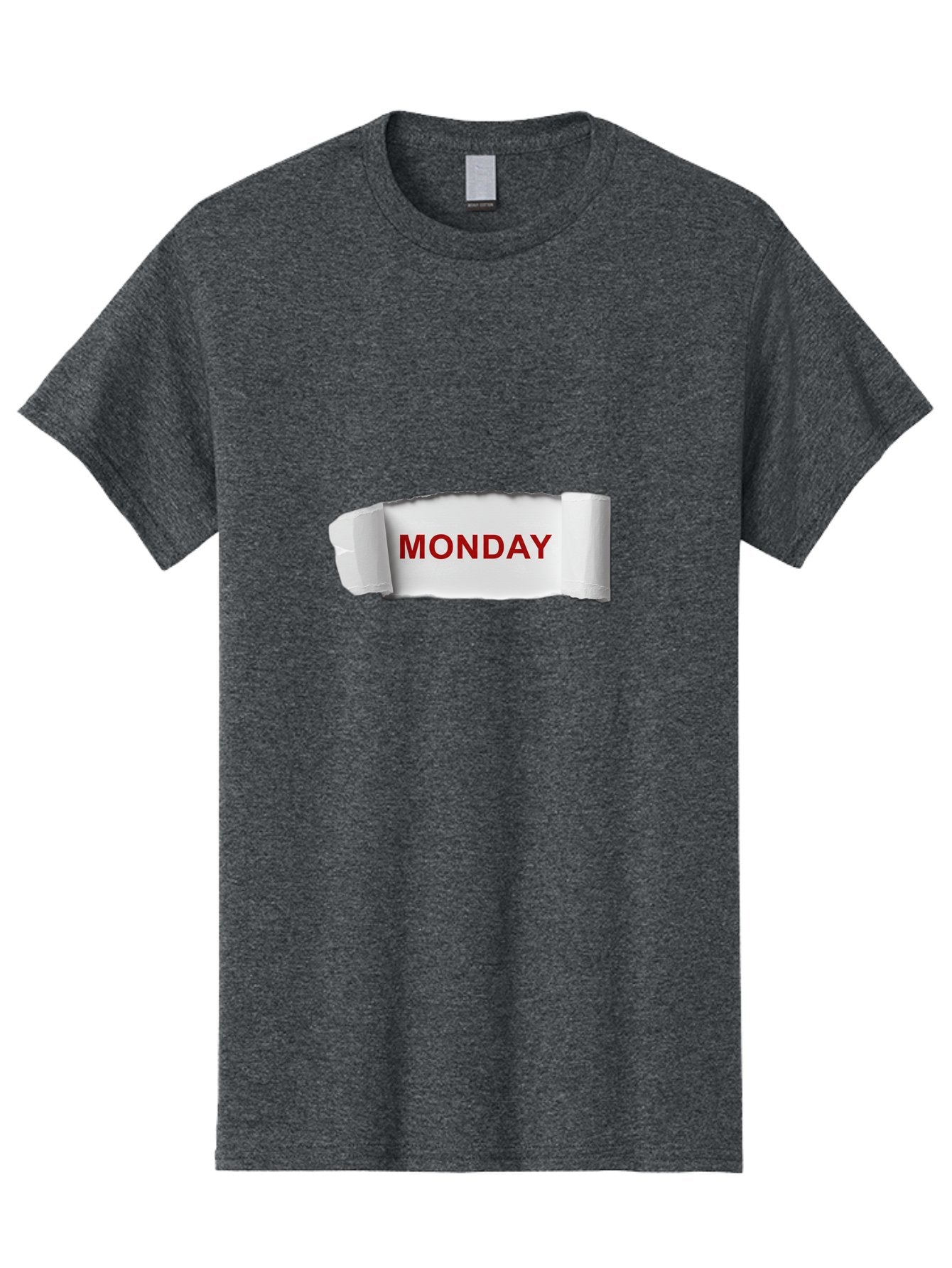 Monday-4 Men'S Graphic Tee, 100% Cotton, Comfortable Casual Summer Wear, Machine Washable, Monday Motivation, Ripped Paper Effect, Red Text, Bold Font, Creative Design, Office Supplies, Workplace Inspiration, Calendar Day, Weekly Reminder Bae511 9