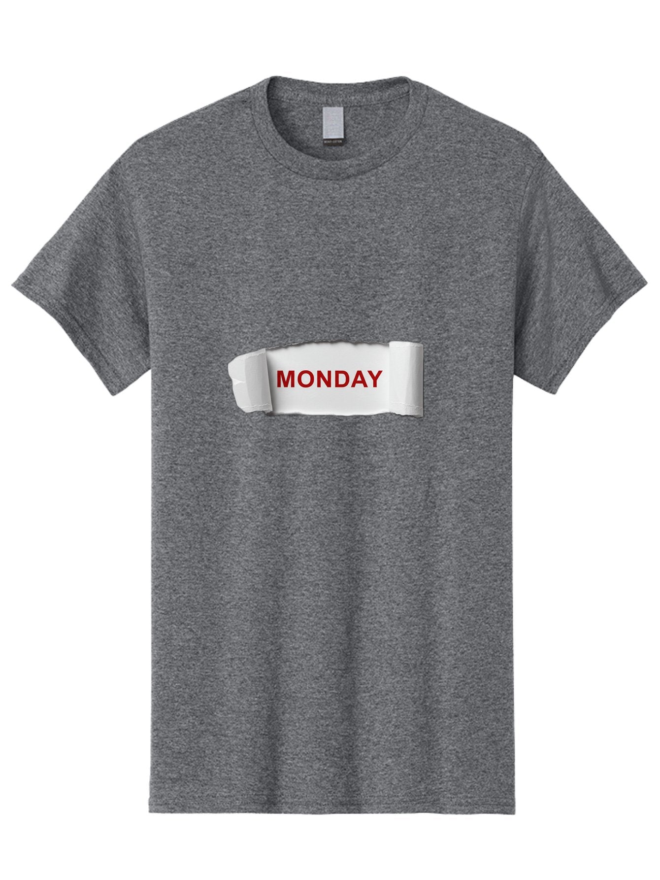 Monday-4 Men'S Graphic Tee, 100% Cotton, Comfortable Casual Summer Wear, Machine Washable, Monday Motivation, Ripped Paper Effect, Red Text, Bold Font, Creative Design, Office Supplies, Workplace Inspiration, Calendar Day, Weekly Reminder Bae511 15