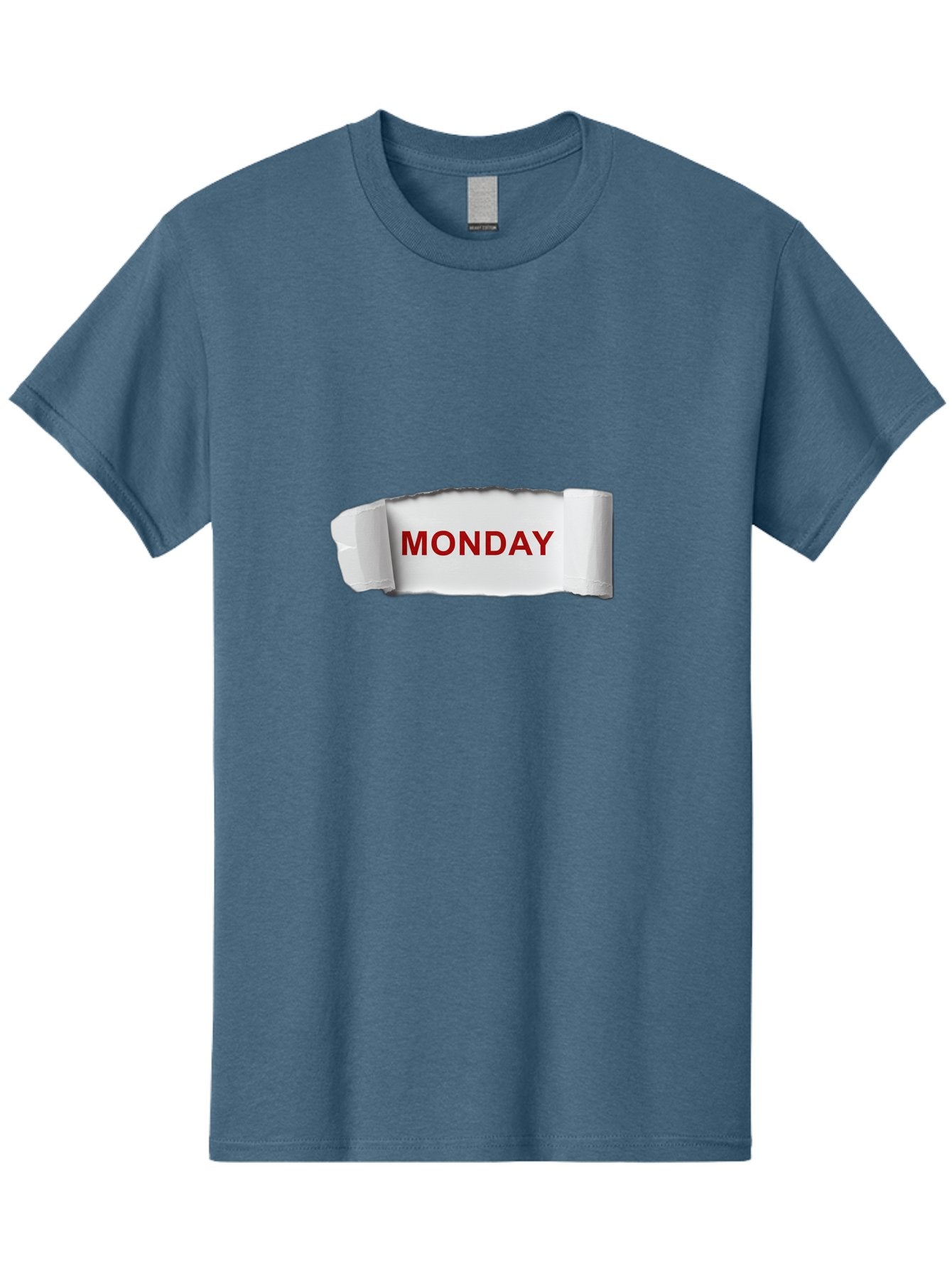 Monday-4 Men'S Graphic Tee, 100% Cotton, Comfortable Casual Summer Wear, Machine Washable, Monday Motivation, Ripped Paper Effect, Red Text, Bold Font, Creative Design, Office Supplies, Workplace Inspiration, Calendar Day, Weekly Reminder Bae511 12