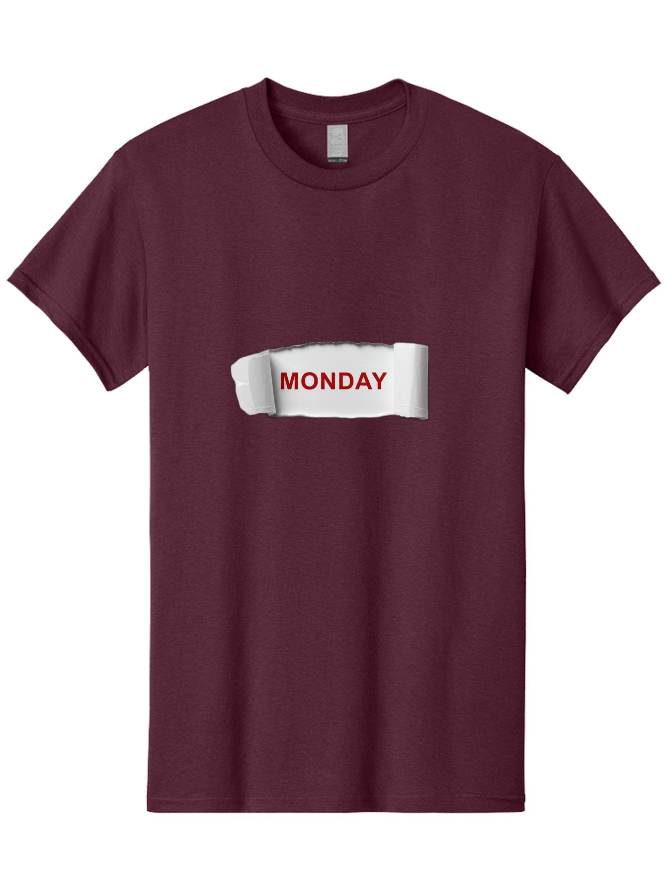 Monday-4 Men'S Graphic Tee, 100% Cotton, Comfortable Casual Summer Wear, Machine Washable, Monday Motivation, Ripped Paper Effect, Red Text, Bold Font, Creative Design, Office Supplies, Workplace Inspiration, Calendar Day, Weekly Reminder Bae511 5