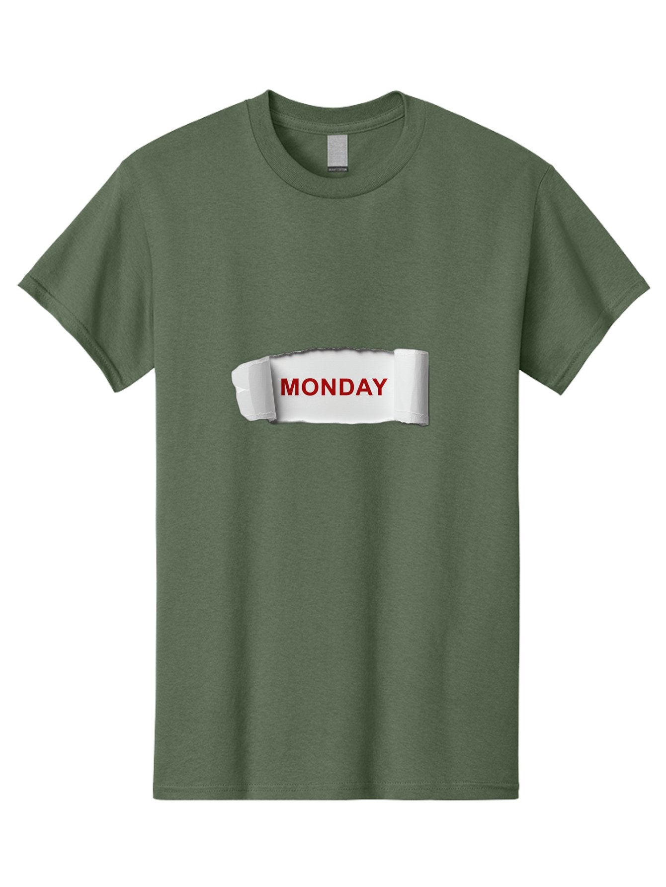 Monday-4 Men'S Graphic Tee, 100% Cotton, Comfortable Casual Summer Wear, Machine Washable, Monday Motivation, Ripped Paper Effect, Red Text, Bold Font, Creative Design, Office Supplies, Workplace Inspiration, Calendar Day, Weekly Reminder Bae511 11