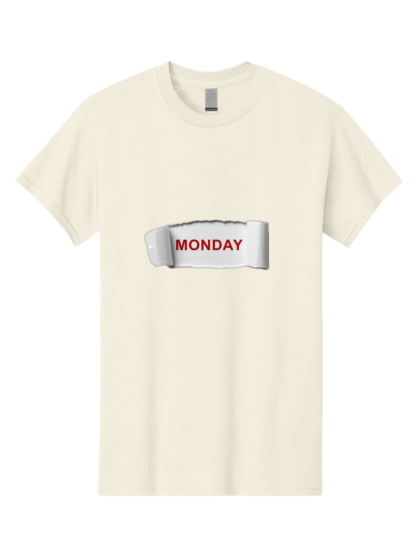 Monday-4 Men'S Graphic Tee, 100% Cotton, Comfortable Casual Summer Wear, Machine Washable, Monday Motivation, Ripped Paper Effect, Red Text, Bold Font, Creative Design, Office Supplies, Workplace Inspiration, Calendar Day, Weekly Reminder Bae511 3