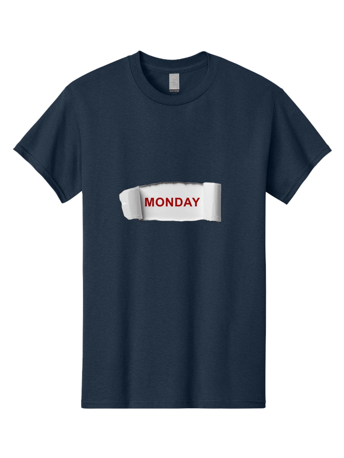 Monday-4 Men'S Graphic Tee, 100% Cotton, Comfortable Casual Summer Wear, Machine Washable, Monday Motivation, Ripped Paper Effect, Red Text, Bold Font, Creative Design, Office Supplies, Workplace Inspiration, Calendar Day, Weekly Reminder Bae511