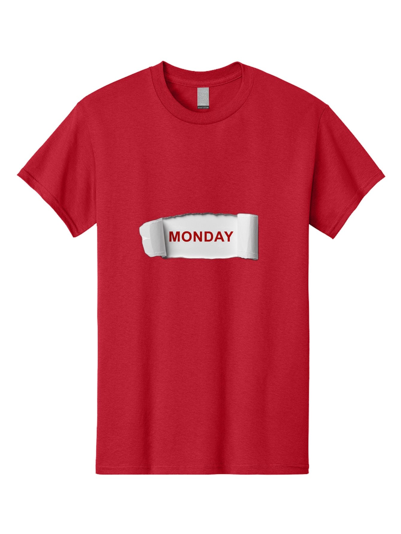 Monday-4 Men'S Graphic Tee, 100% Cotton, Comfortable Casual Summer Wear, Machine Washable, Monday Motivation, Ripped Paper Effect, Red Text, Bold Font, Creative Design, Office Supplies, Workplace Inspiration, Calendar Day, Weekly Reminder Bae511 10