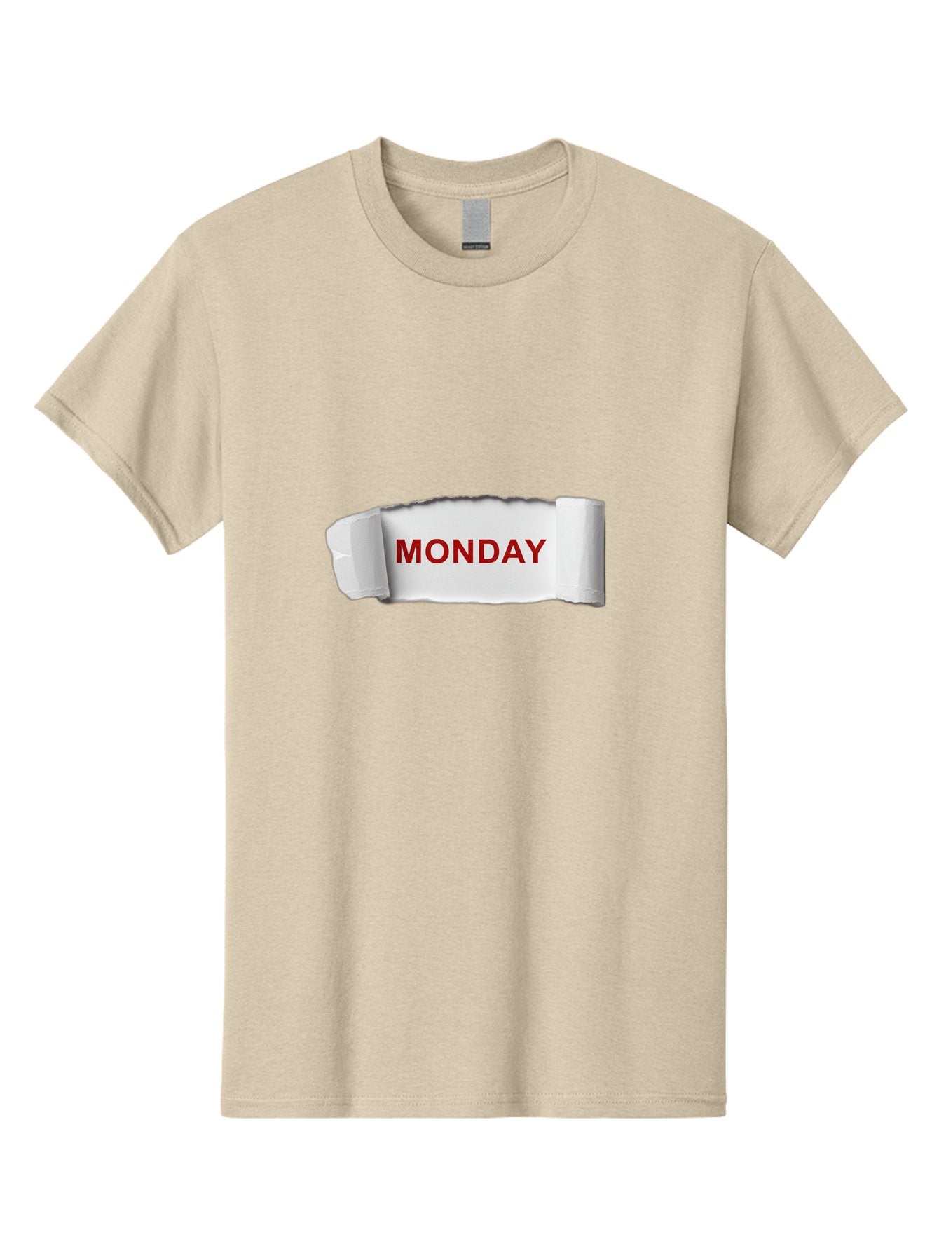 Monday-4 Men'S Graphic Tee, 100% Cotton, Comfortable Casual Summer Wear, Machine Washable, Monday Motivation, Ripped Paper Effect, Red Text, Bold Font, Creative Design, Office Supplies, Workplace Inspiration, Calendar Day, Weekly Reminder Bae511 6