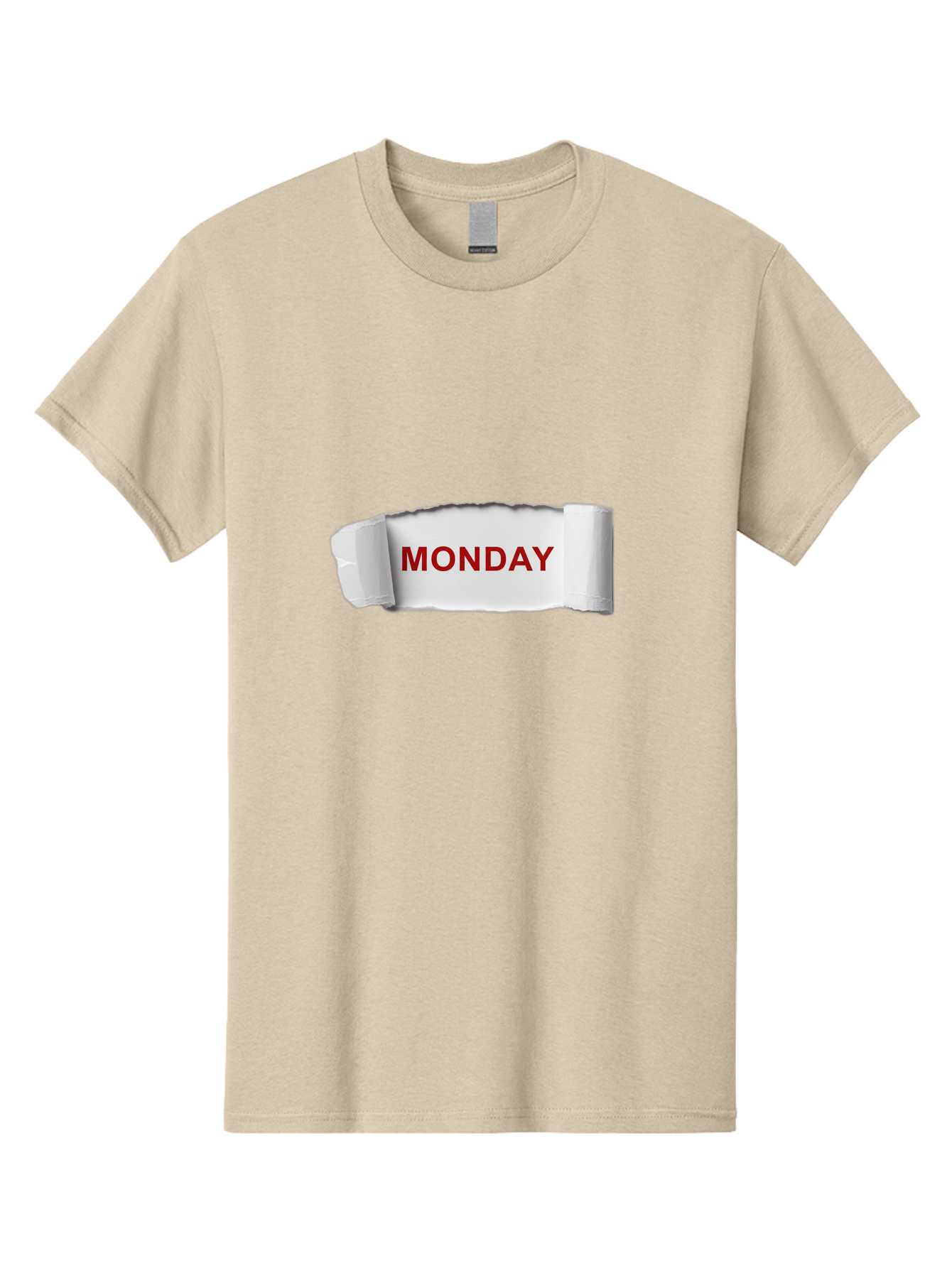 Monday-4 Men'S Graphic Tee, 100% Cotton, Comfortable Casual Summer Wear, Machine Washable, Monday Motivation, Ripped Paper Effect, Red Text, Bold Font, Creative Design, Office Supplies, Workplace Inspiration, Calendar Day, Weekly Reminder Bae511 7