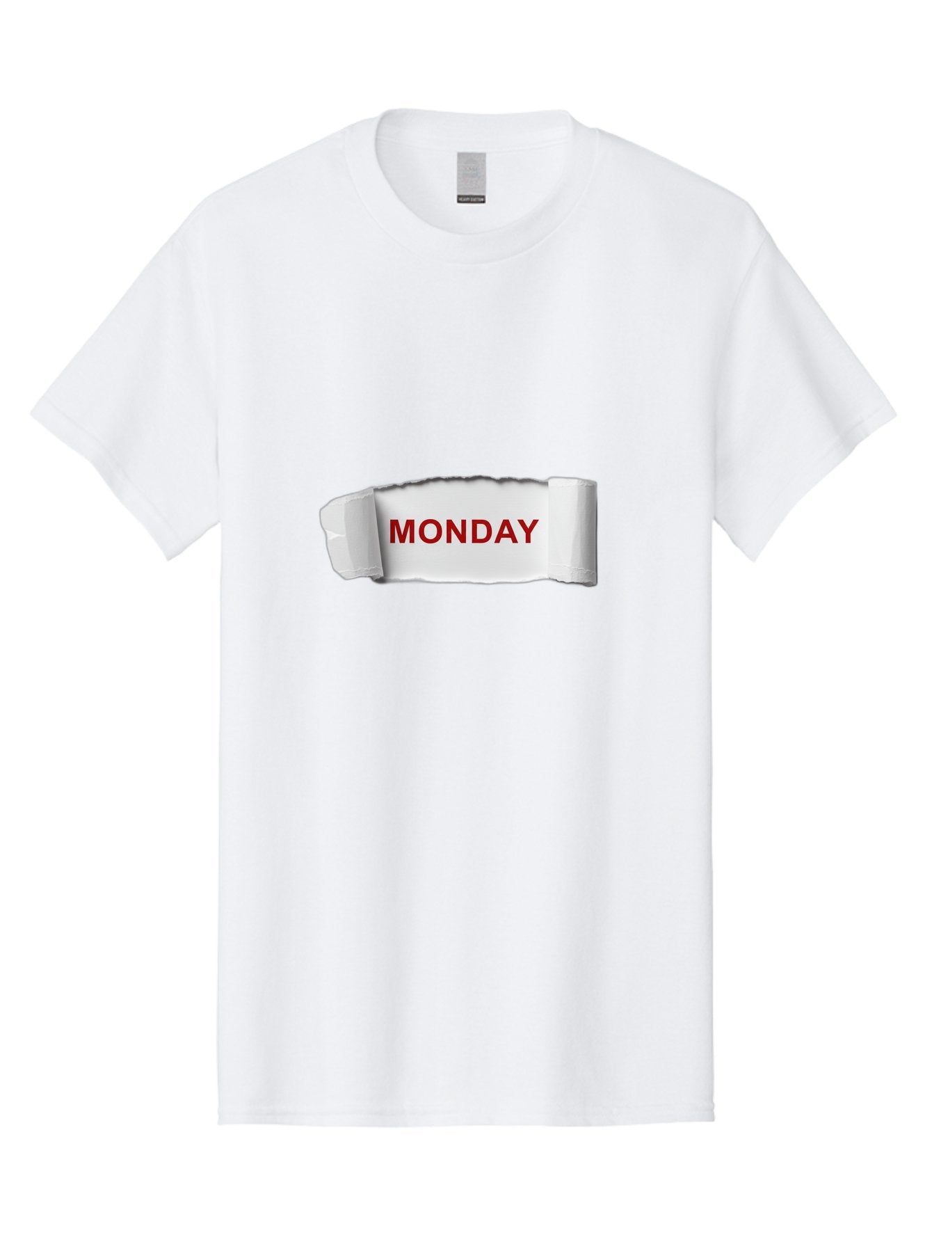 Monday-4 Men'S Graphic Tee, 100% Cotton, Comfortable Casual Summer Wear, Machine Washable, Monday Motivation, Ripped Paper Effect, Red Text, Bold Font, Creative Design, Office Supplies, Workplace Inspiration, Calendar Day, Weekly Reminder Bae511 14