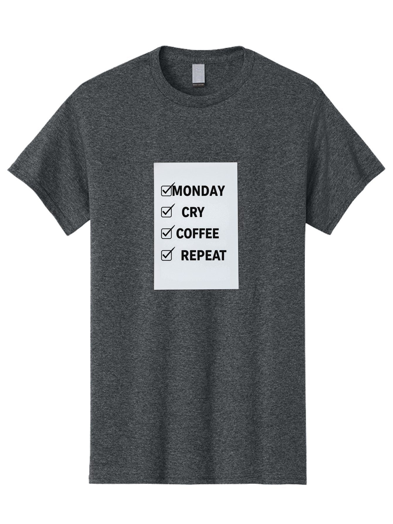 Monday-Cry-Coffee-Repeat-1 Men'S Graphic Tee, 100% Cotton, Comfortable Casual Summer Wear, Machine Washable, Monday Motivation, Funny To-Do List, Coffee Humor, Monday Blues, Office Humor, Work Life Balance, Morning Routine, Coffee Break Bae514 10