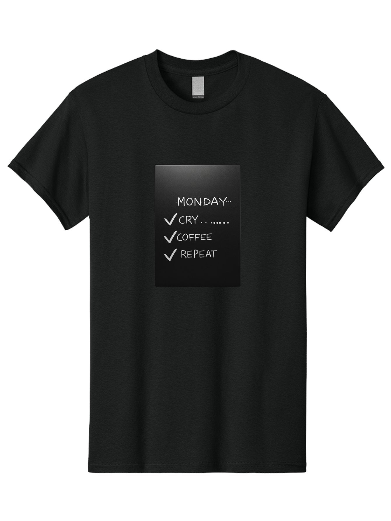 Monday-Cry-Coffee-Repeat-2 Men'S Graphic Tee, 100% Cotton, Comfortable Casual Summer Wear, Machine Washable, Humorous Quote, Monday Motivation, Funny Memes, Coffee Lover, Monday Blues, Motivational Quotes, Relatable Humor Bae515 6