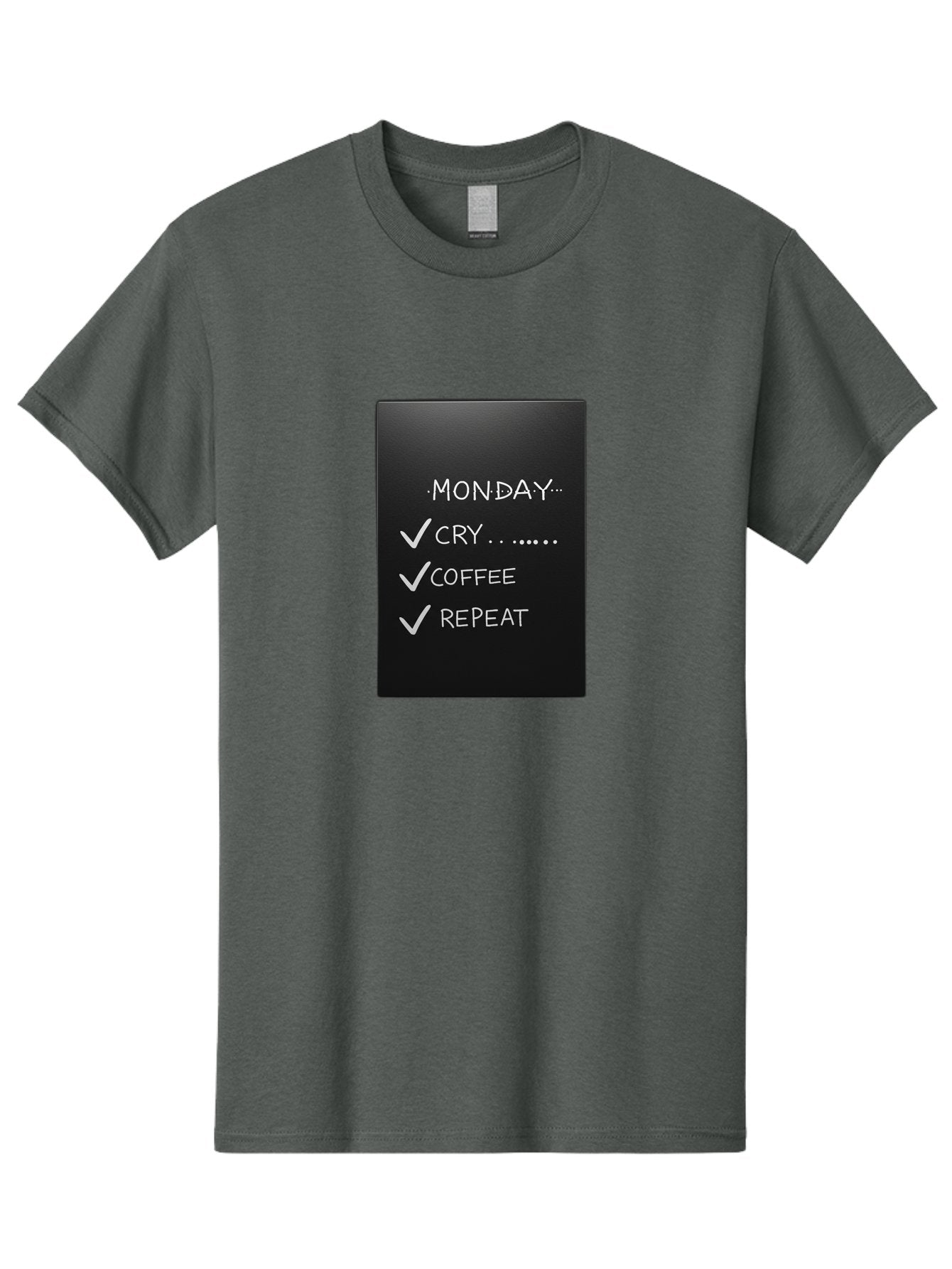 Monday-Cry-Coffee-Repeat-2 Men'S Graphic Tee, 100% Cotton, Comfortable Casual Summer Wear, Machine Washable, Humorous Quote, Monday Motivation, Funny Memes, Coffee Lover, Monday Blues, Motivational Quotes, Relatable Humor Bae515 8