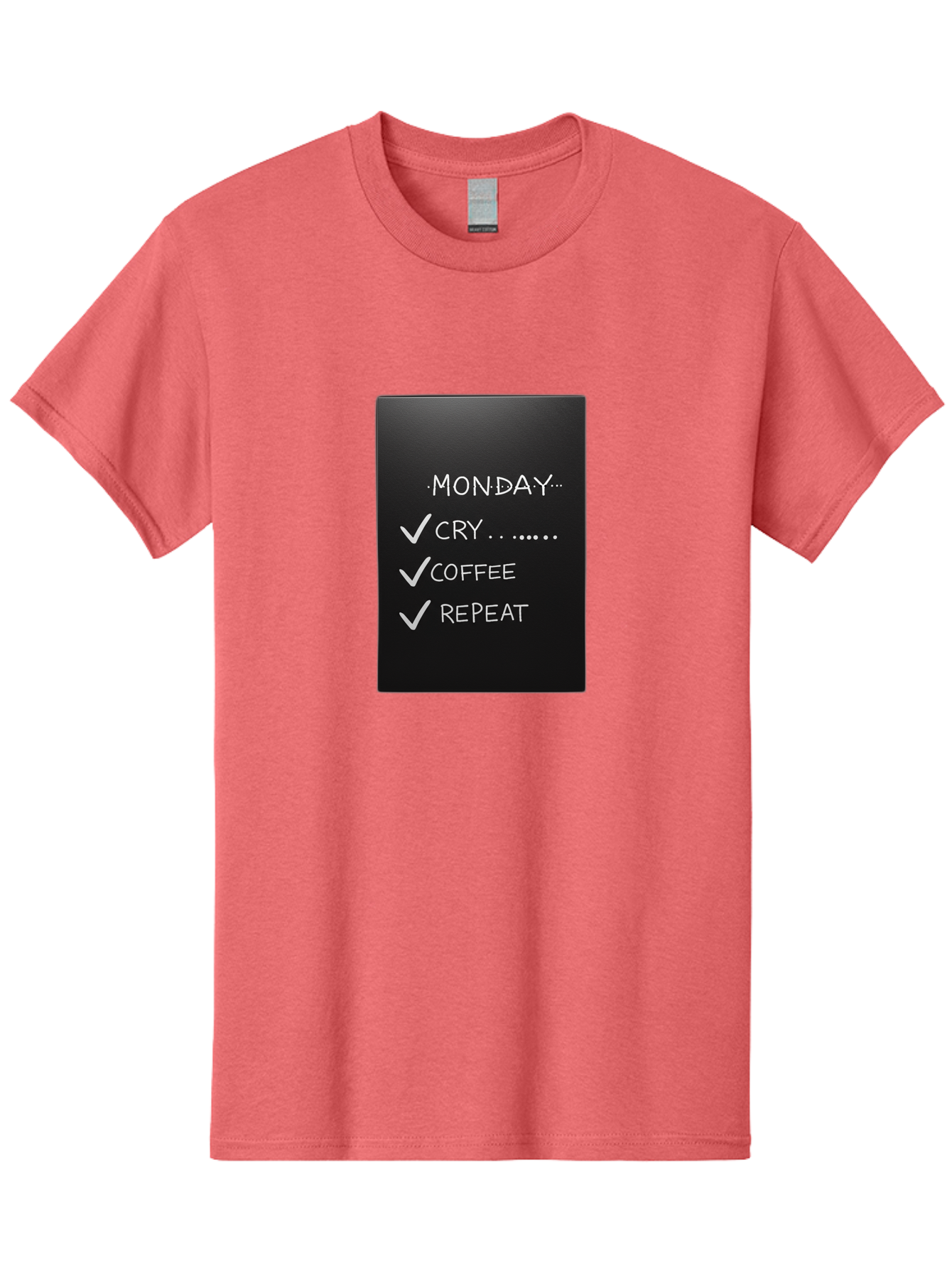 Monday-Cry-Coffee-Repeat-2 Men'S Graphic Tee, 100% Cotton, Comfortable Casual Summer Wear, Machine Washable, Humorous Quote, Monday Motivation, Funny Memes, Coffee Lover, Monday Blues, Motivational Quotes, Relatable Humor Bae515 4