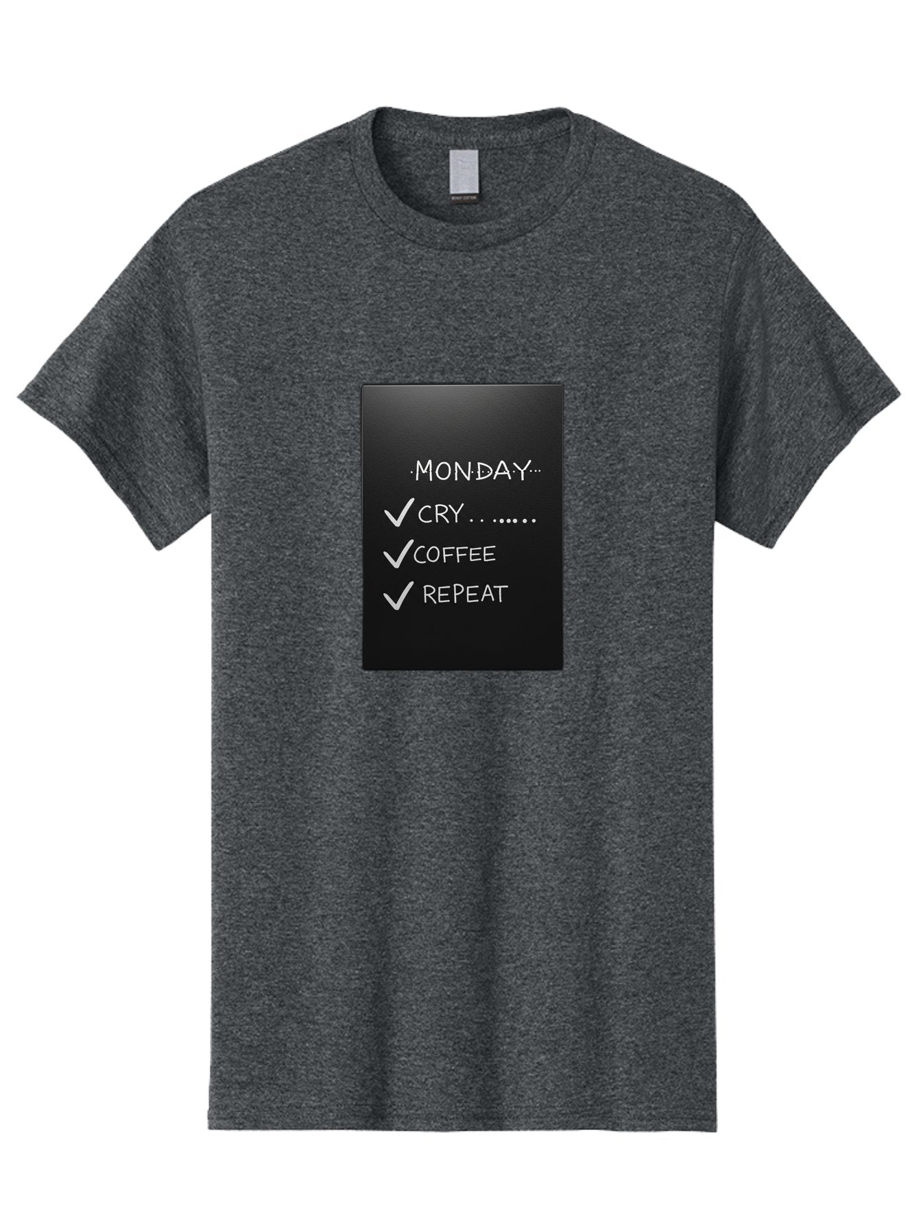 Monday-Cry-Coffee-Repeat-2 Men'S Graphic Tee, 100% Cotton, Comfortable Casual Summer Wear, Machine Washable, Humorous Quote, Monday Motivation, Funny Memes, Coffee Lover, Monday Blues, Motivational Quotes, Relatable Humor Bae515 13