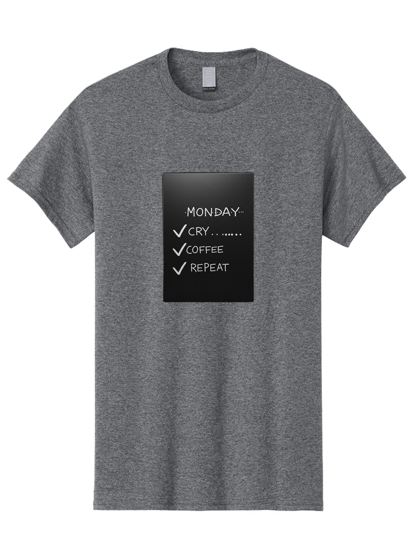Monday-Cry-Coffee-Repeat-2 Men'S Graphic Tee, 100% Cotton, Comfortable Casual Summer Wear, Machine Washable, Humorous Quote, Monday Motivation, Funny Memes, Coffee Lover, Monday Blues, Motivational Quotes, Relatable Humor Bae515 10