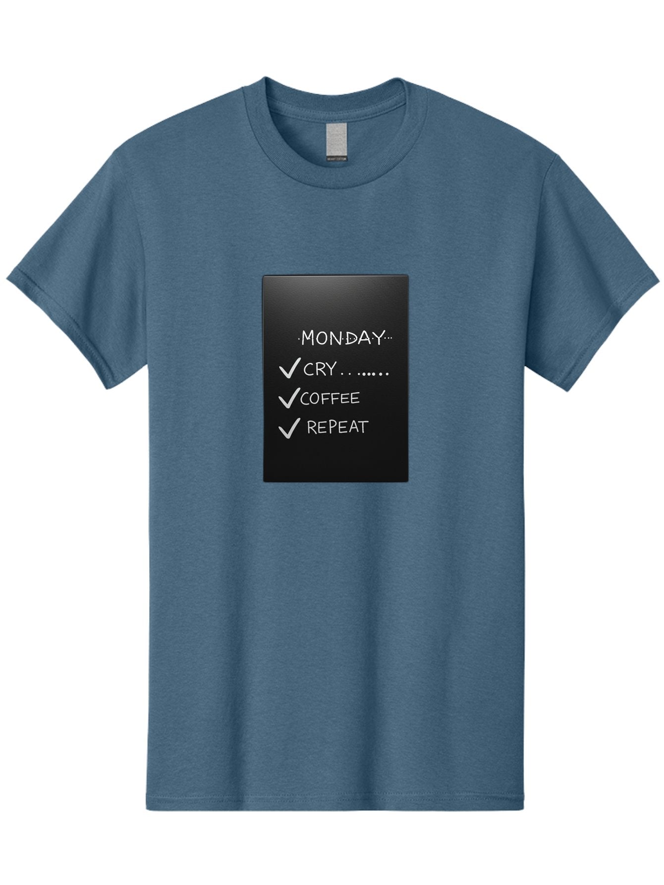 Monday-Cry-Coffee-Repeat-2 Men'S Graphic Tee, 100% Cotton, Comfortable Casual Summer Wear, Machine Washable, Humorous Quote, Monday Motivation, Funny Memes, Coffee Lover, Monday Blues, Motivational Quotes, Relatable Humor Bae515 9