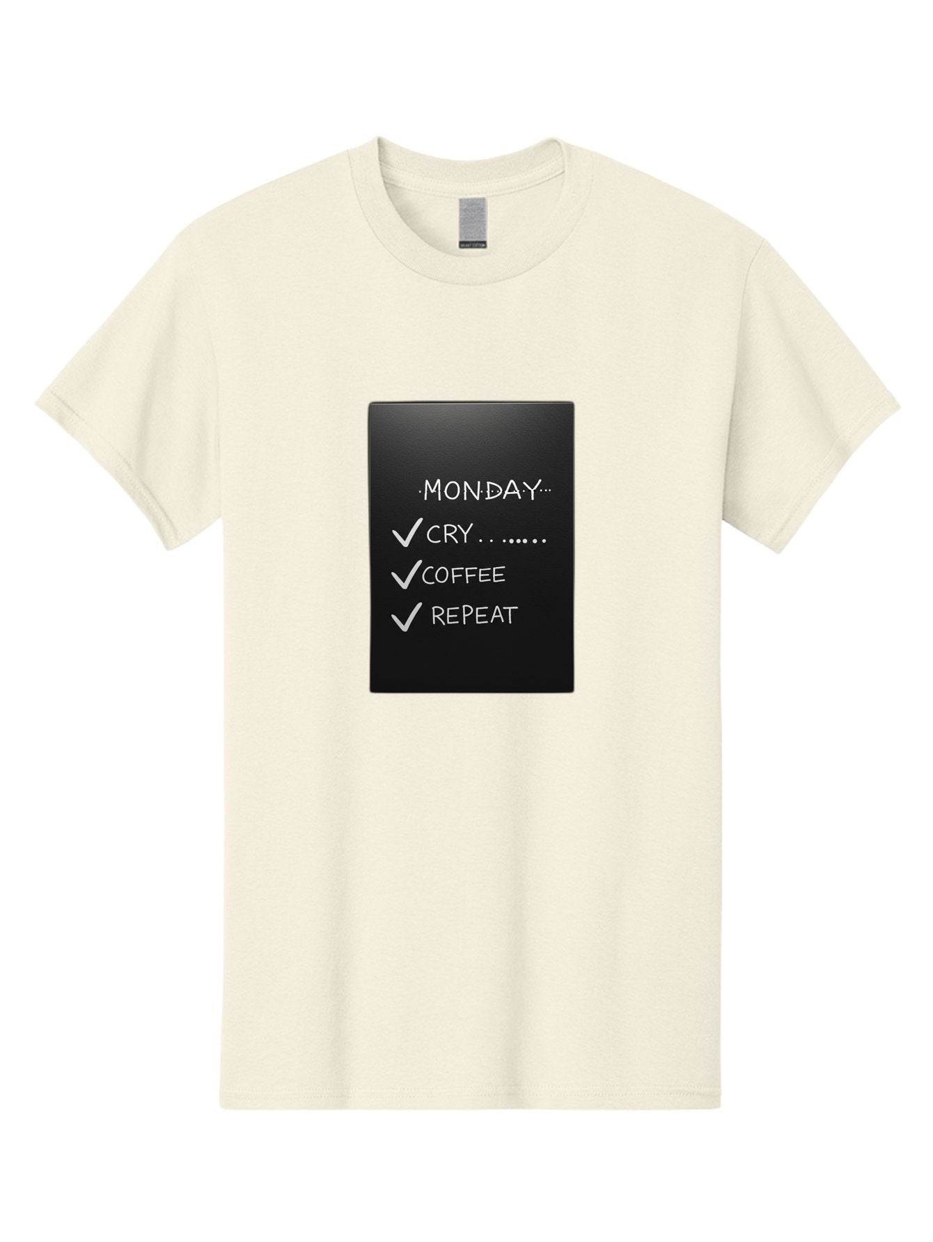 Monday-Cry-Coffee-Repeat-2 Men'S Graphic Tee, 100% Cotton, Comfortable Casual Summer Wear, Machine Washable, Humorous Quote, Monday Motivation, Funny Memes, Coffee Lover, Monday Blues, Motivational Quotes, Relatable Humor Bae515 15