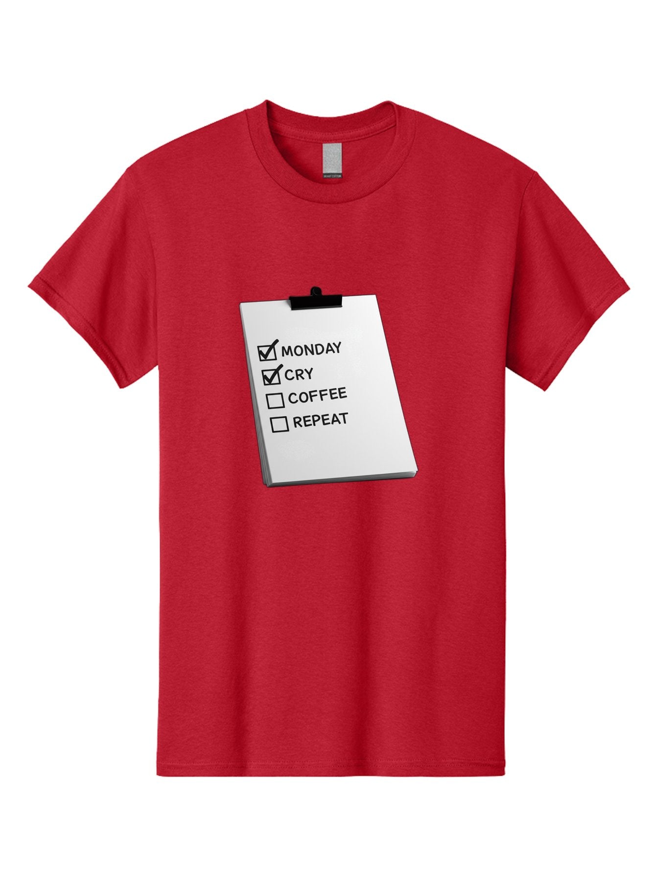 Monday-Cry-Coffee-Repeat Men'S Graphic Tee, 100% Cotton, Comfortable Casual Summer Wear, Machine Washable, To-Do List, Monday Blues, Cry, Coffee Break, Repeat Cycle, Humor, Relatable, Checklist, Productivity, Morning Routine, Motivation Bae517 11