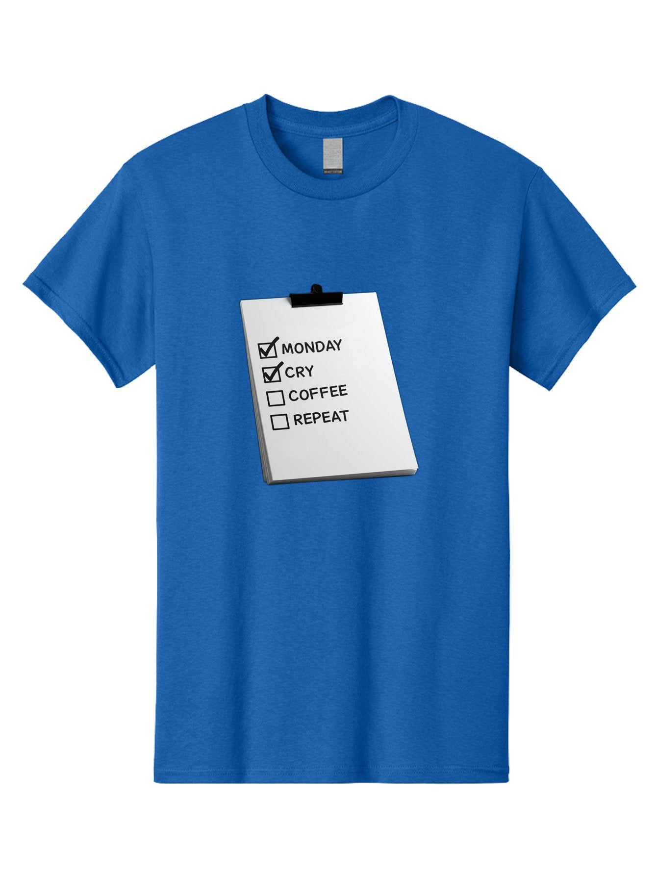 Monday-Cry-Coffee-Repeat Men'S Graphic Tee, 100% Cotton, Comfortable Casual Summer Wear, Machine Washable, To-Do List, Monday Blues, Cry, Coffee Break, Repeat Cycle, Humor, Relatable, Checklist, Productivity, Morning Routine, Motivation Bae517 14