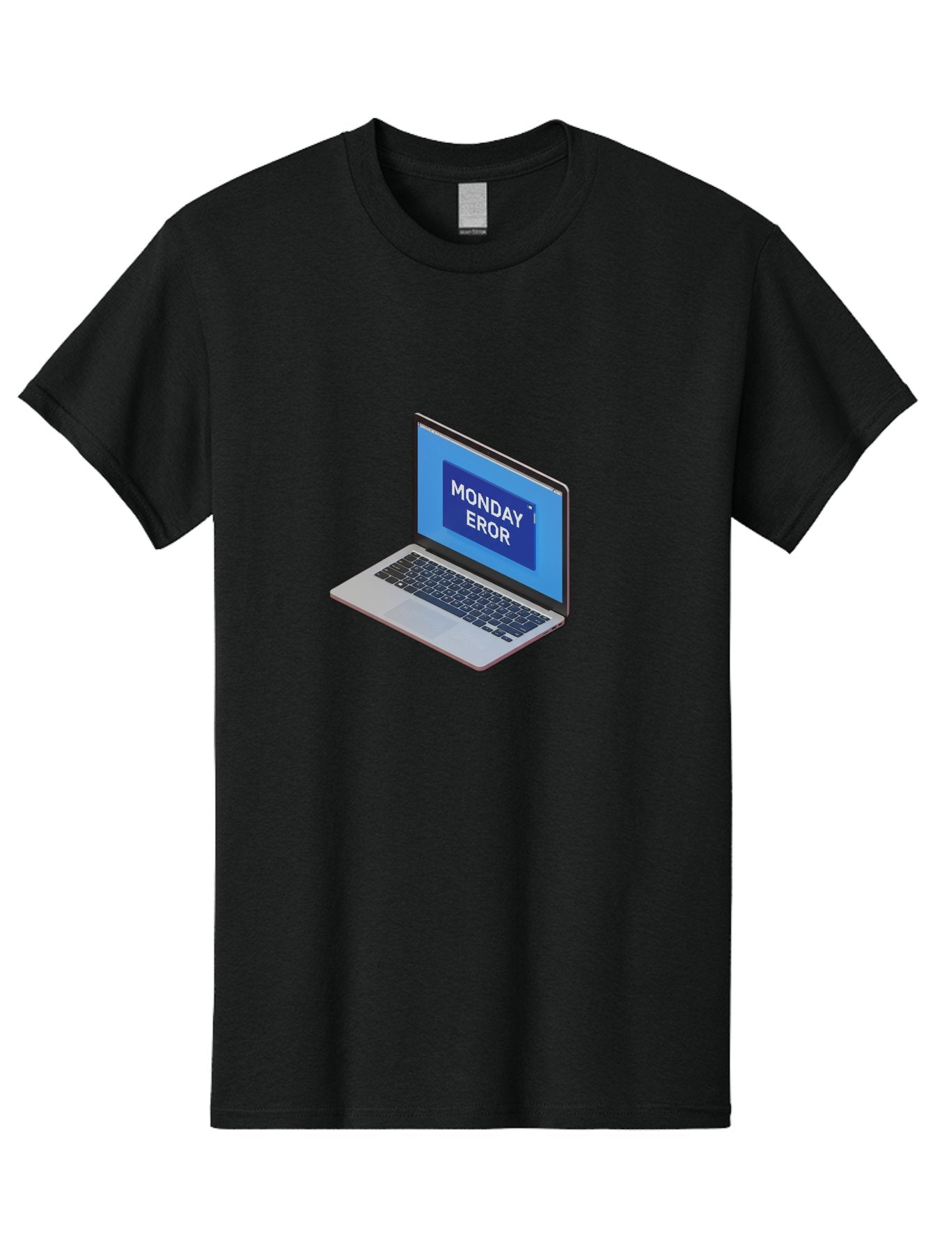 Monday-Eror Men'S Graphic Tee, 100% Cotton, Comfortable Casual Summer Wear, Machine Washable, Laptop Screen Displaying Monday Eror, Error Message, System Failure, Humorously Misspelled, Blue Screen, White Text, Cartoonish Style, Tech Glitch Bae518 10