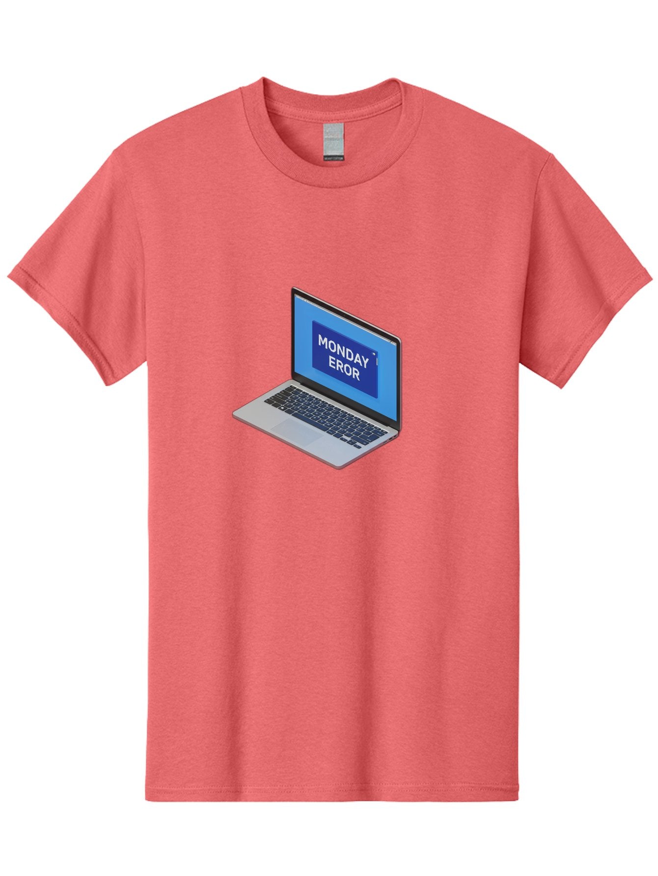 Monday-Eror Men'S Graphic Tee, 100% Cotton, Comfortable Casual Summer Wear, Machine Washable, Laptop Screen Displaying Monday Eror, Error Message, System Failure, Humorously Misspelled, Blue Screen, White Text, Cartoonish Style, Tech Glitch Bae518 12