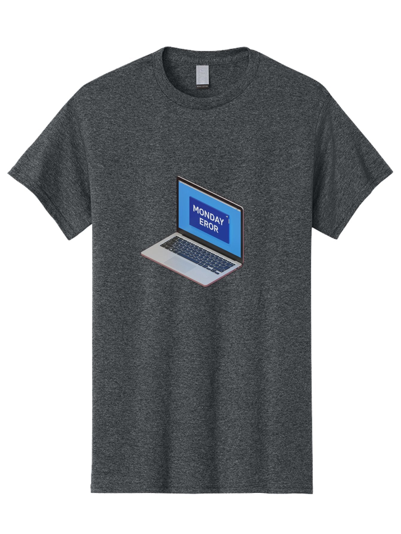 Monday-Eror Men'S Graphic Tee, 100% Cotton, Comfortable Casual Summer Wear, Machine Washable, Laptop Screen Displaying Monday Eror, Error Message, System Failure, Humorously Misspelled, Blue Screen, White Text, Cartoonish Style, Tech Glitch Bae518 7