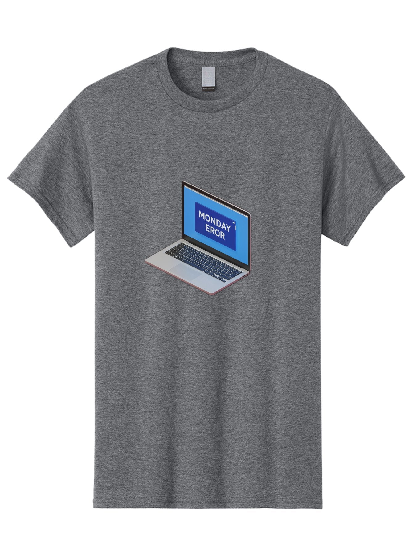 Monday-Eror Men'S Graphic Tee, 100% Cotton, Comfortable Casual Summer Wear, Machine Washable, Laptop Screen Displaying Monday Eror, Error Message, System Failure, Humorously Misspelled, Blue Screen, White Text, Cartoonish Style, Tech Glitch Bae518 15