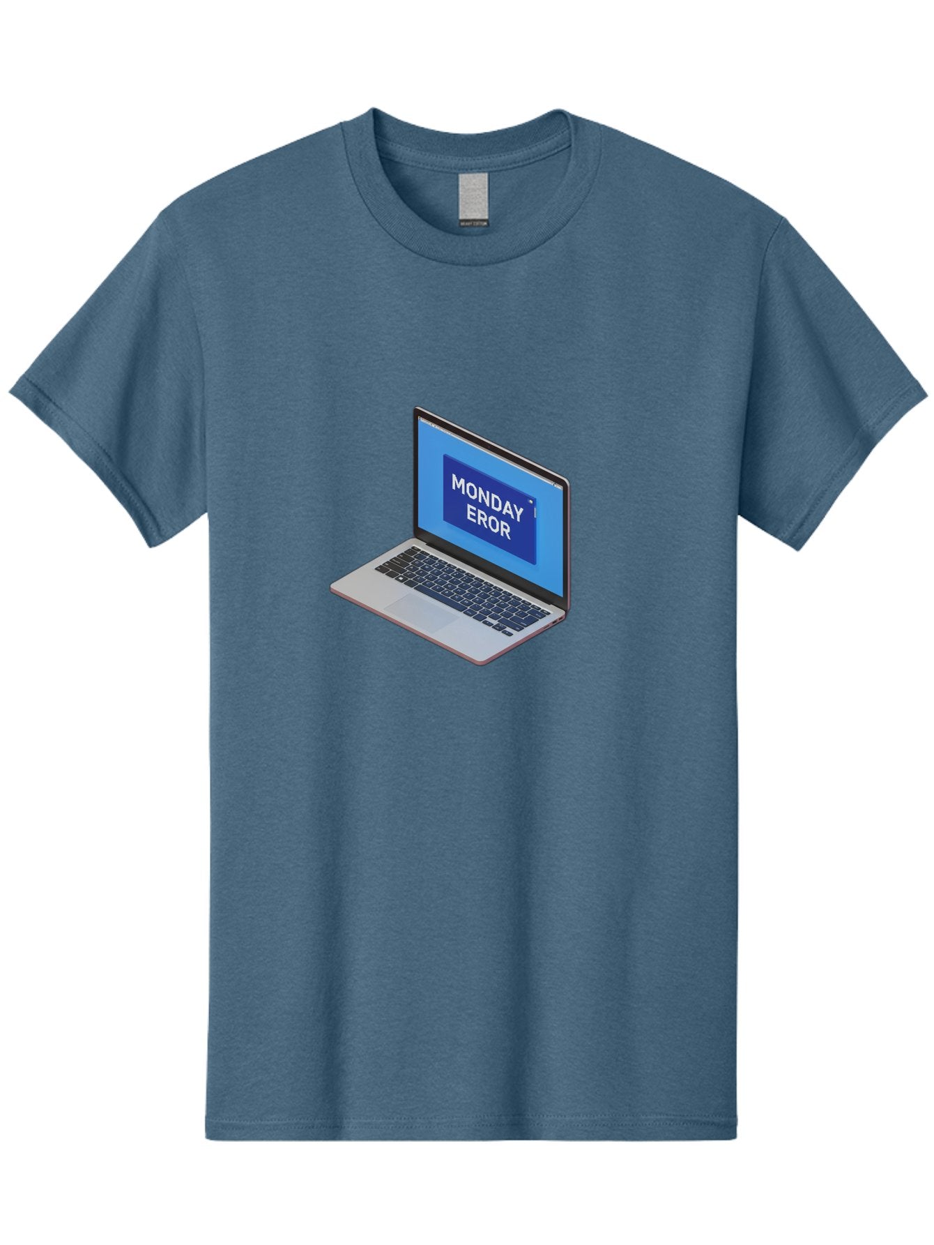 Monday-Eror Men'S Graphic Tee, 100% Cotton, Comfortable Casual Summer Wear, Machine Washable, Laptop Screen Displaying Monday Eror, Error Message, System Failure, Humorously Misspelled, Blue Screen, White Text, Cartoonish Style, Tech Glitch Bae518 13