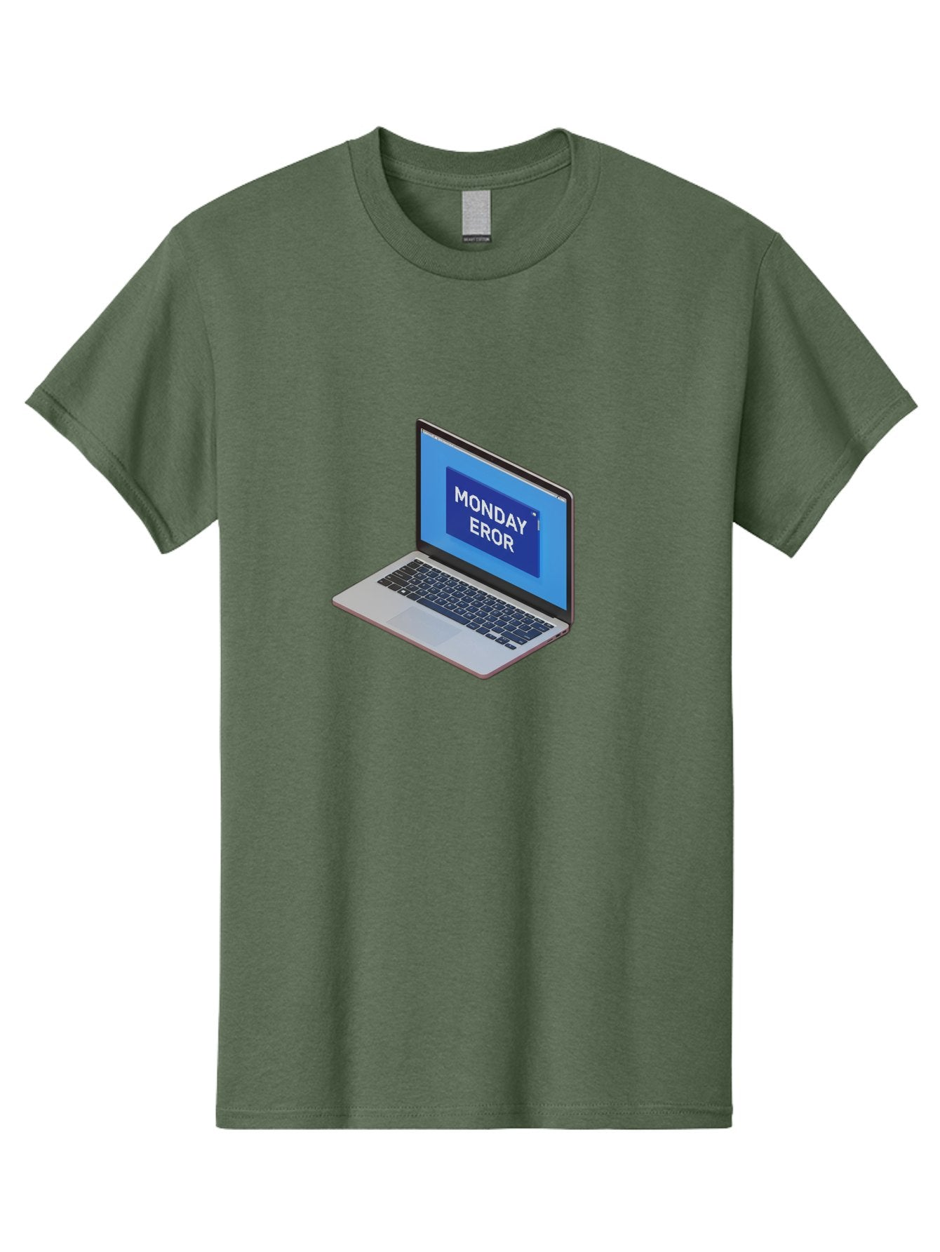Monday-Eror Men'S Graphic Tee, 100% Cotton, Comfortable Casual Summer Wear, Machine Washable, Laptop Screen Displaying Monday Eror, Error Message, System Failure, Humorously Misspelled, Blue Screen, White Text, Cartoonish Style, Tech Glitch Bae518 4