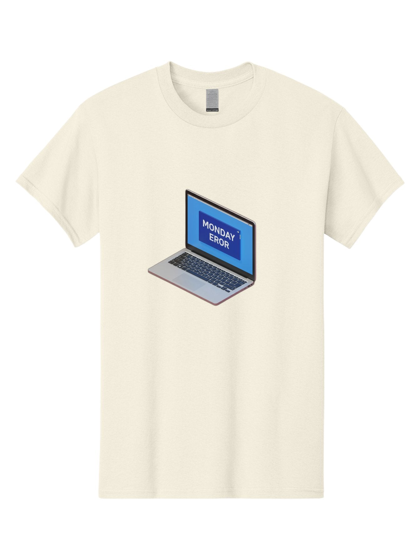 Monday-Eror Men'S Graphic Tee, 100% Cotton, Comfortable Casual Summer Wear, Machine Washable, Laptop Screen Displaying Monday Eror, Error Message, System Failure, Humorously Misspelled, Blue Screen, White Text, Cartoonish Style, Tech Glitch Bae518 14