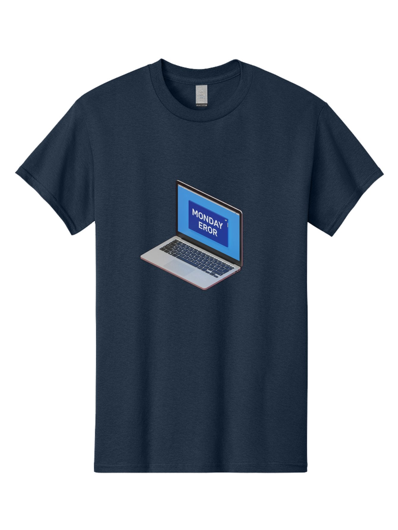 Monday-Eror Men'S Graphic Tee, 100% Cotton, Comfortable Casual Summer Wear, Machine Washable, Laptop Screen Displaying Monday Eror, Error Message, System Failure, Humorously Misspelled, Blue Screen, White Text, Cartoonish Style, Tech Glitch Bae518 11