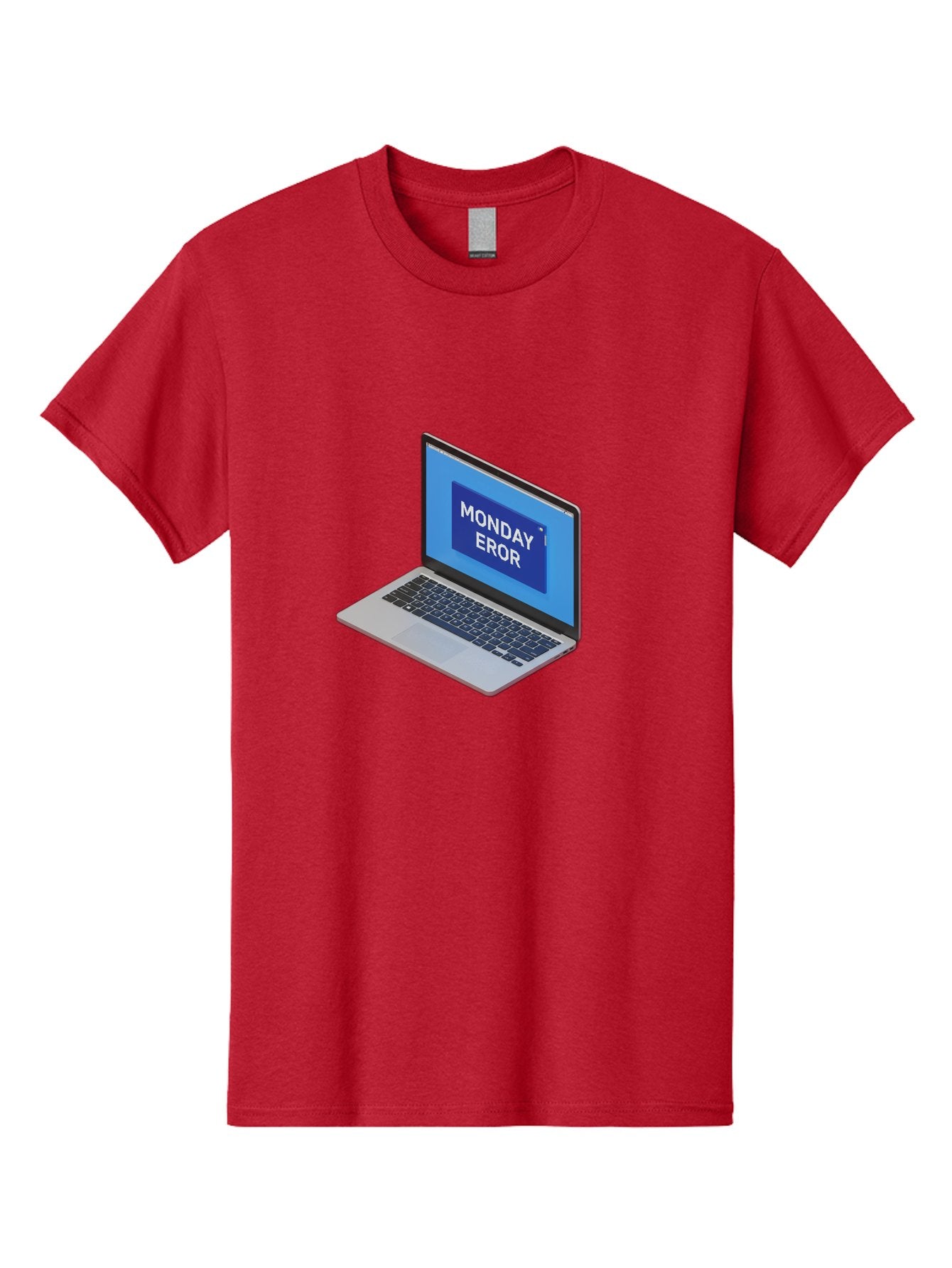 Monday-Eror Men'S Graphic Tee, 100% Cotton, Comfortable Casual Summer Wear, Machine Washable, Laptop Screen Displaying Monday Eror, Error Message, System Failure, Humorously Misspelled, Blue Screen, White Text, Cartoonish Style, Tech Glitch Bae518 8
