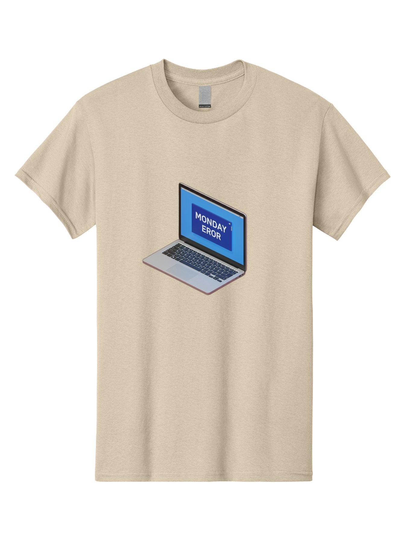 Monday-Eror Men'S Graphic Tee, 100% Cotton, Comfortable Casual Summer Wear, Machine Washable, Laptop Screen Displaying Monday Eror, Error Message, System Failure, Humorously Misspelled, Blue Screen, White Text, Cartoonish Style, Tech Glitch Bae518 6