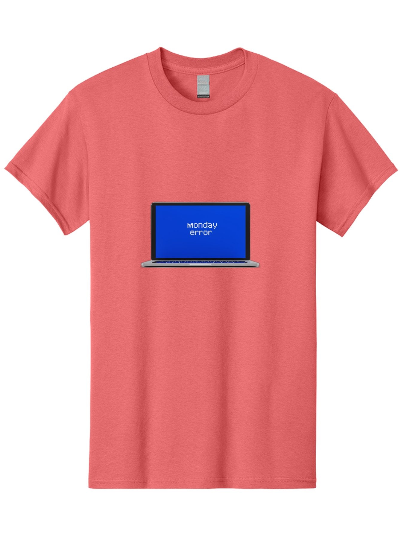 Monday-Error-1 Men'S Graphic Tee, 100% Cotton, Comfortable Casual Summer Wear, Machine Washable, Laptop Screen, Error Message, Blue Screen, Monday Blues, Technical Issue, Computer Problem, Glitch, System Failure Bae519 3
