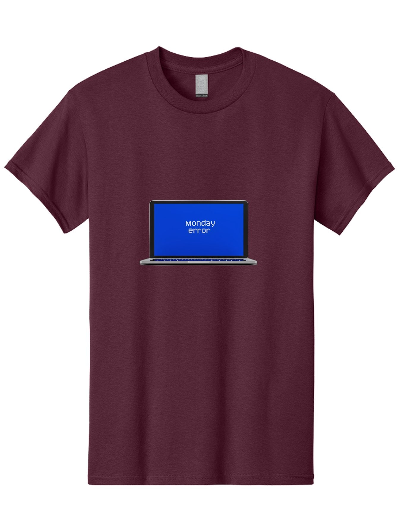 Monday-Error-1 Men'S Graphic Tee, 100% Cotton, Comfortable Casual Summer Wear, Machine Washable, Laptop Screen, Error Message, Blue Screen, Monday Blues, Technical Issue, Computer Problem, Glitch, System Failure Bae519 11
