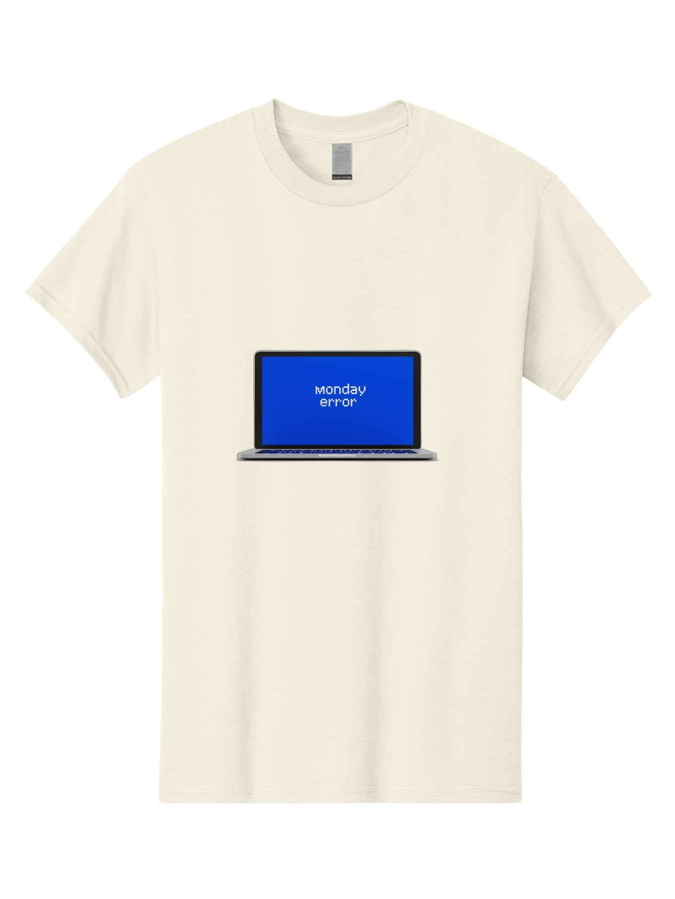 Monday-Error-1 Men'S Graphic Tee, 100% Cotton, Comfortable Casual Summer Wear, Machine Washable, Laptop Screen, Error Message, Blue Screen, Monday Blues, Technical Issue, Computer Problem, Glitch, System Failure Bae519